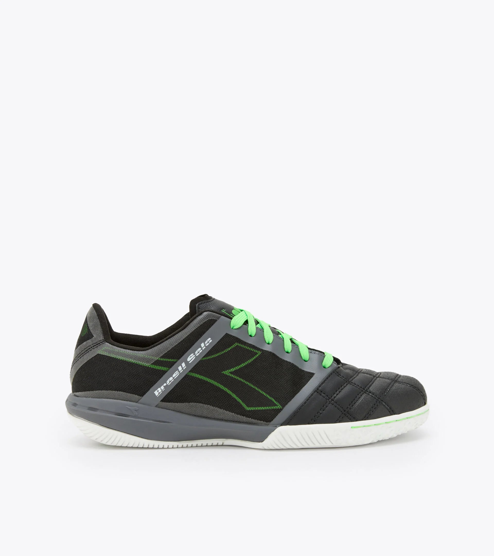 Diadora Brazil ID Indoor Soccer Shoes for Men - Black/Green Fluo - Lightweight & Comfortable for Indoor Football, Futsal, and Training Sessions
