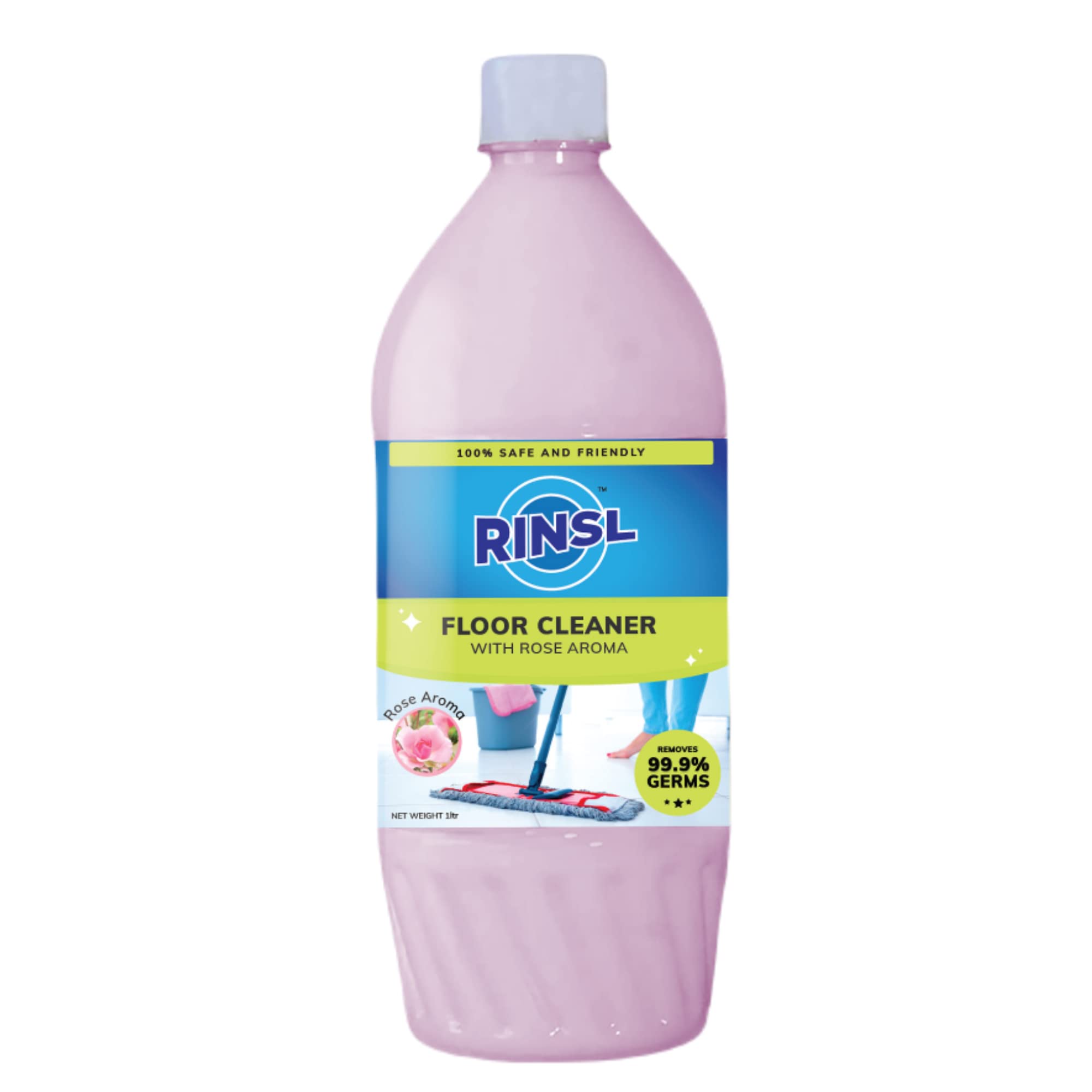Rinsl Aroma Floor Cleaner - Rose Scented 1 Liter | Gentle Cleaning for Hardwood, Tile & Laminate Floors | Fresh Floral Fragrance for Home & Office Use