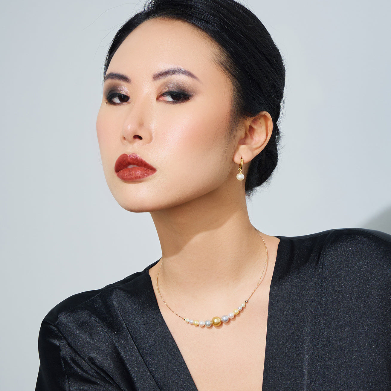 18K Gold South Sea & Akoya Pearl Necklace KN00128 | HARMONY - Elegant Pearl Jewelry for Weddings, Anniversaries & Special Occasions