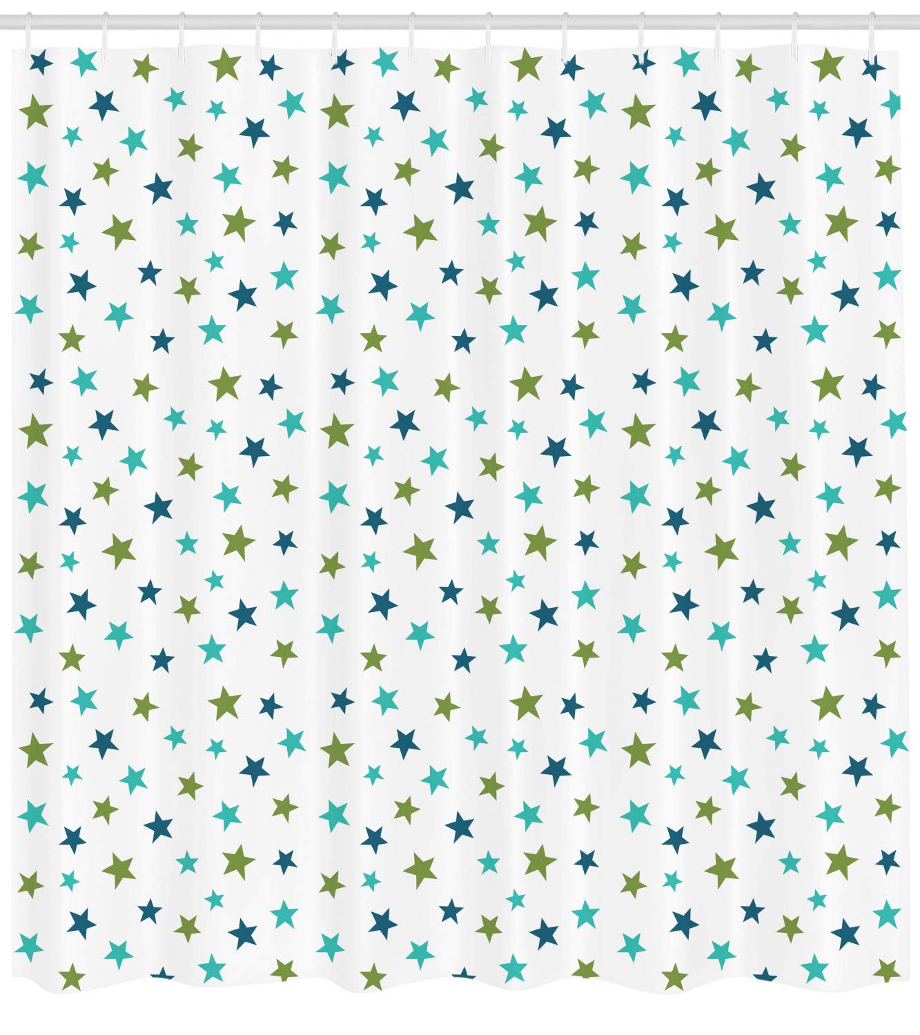 Ambesonne Star Print Shower Curtain - Abstract Celestial Design Bathroom Decor with Hooks, White & Multicolor Fabric - Perfect for Space-Themed Bathrooms & Kids' Rooms
