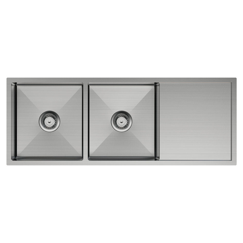 Fienza 68408 Hana 29L/29L Double Kitchen Sink with Drainer - Stainless Steel Undermount Sink for Modern Kitchens | Perfect for Washing Dishes, Food Prep & Multi-Tasking