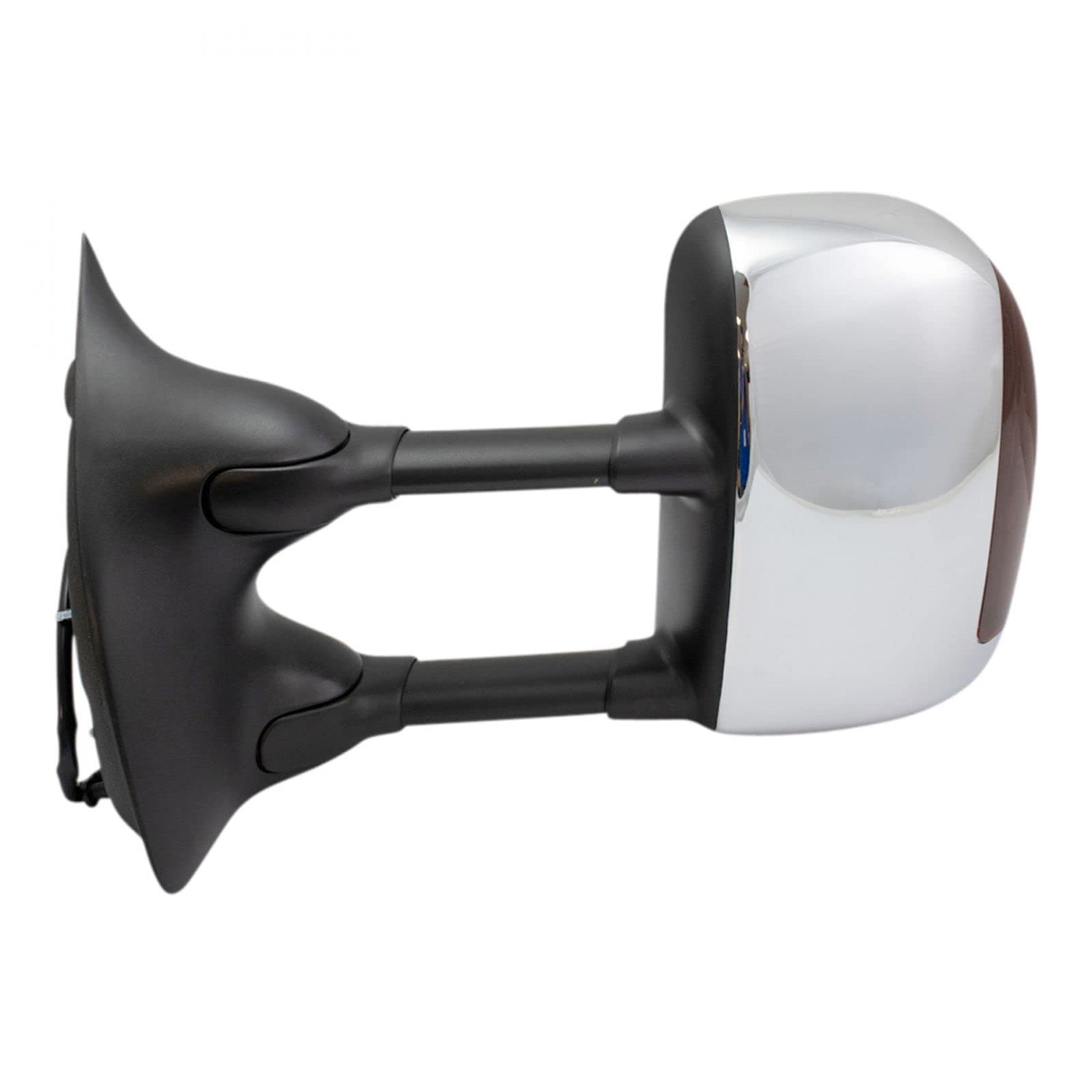 Heated Chrome Towing Power Side View Mirror - Left Driver Side (LH) Compatible with Ford Super Duty | Enhanced Visibility for Towing & Night Driving