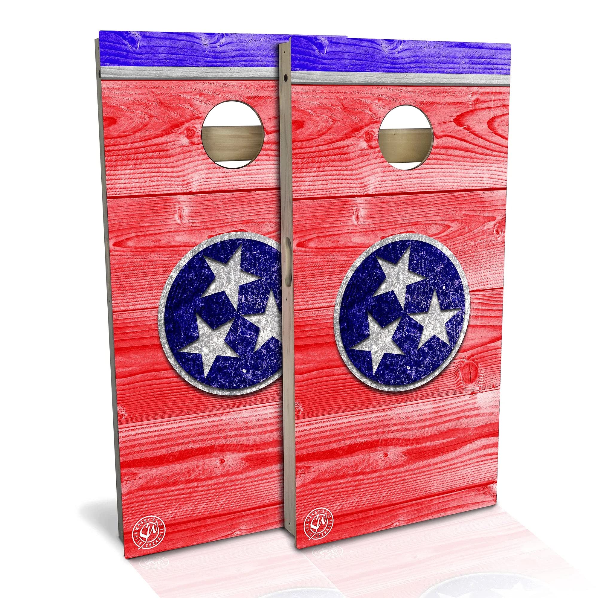 Tennessee State Flag Cornhole Game Set - 2 Wooden Boards & 8 Bags - Outdoor Lawn Games for Backyard, Tailgating & BBQ Parties - Multiple Sizes & Accessories Included