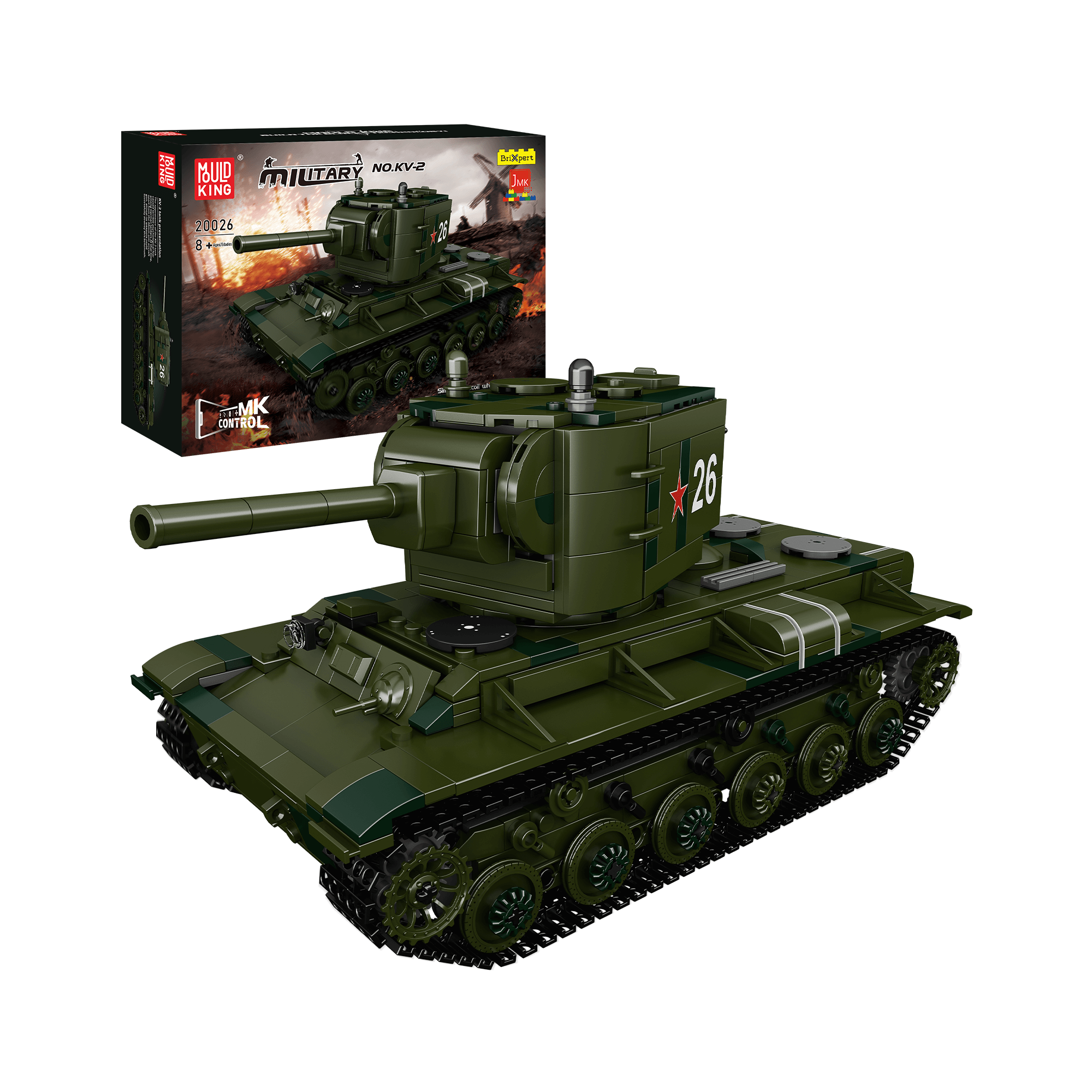 MOULD KING 20026 KV2 Heavy Tank Building Blocks Set - 1000+ Pieces Military Model Kit for Adults & Kids, Perfect for Collectors, DIY Projects & War History Enthusiasts