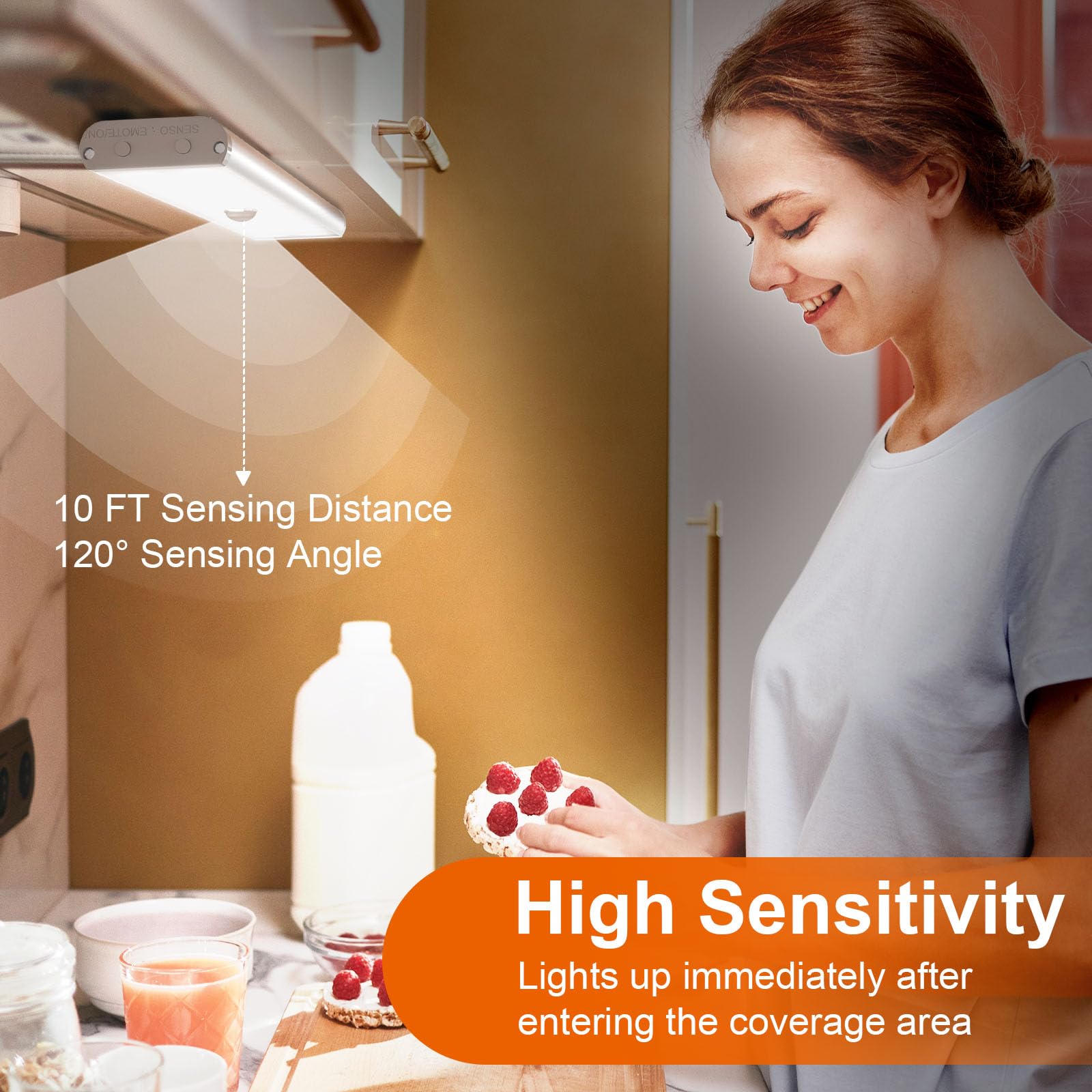 Diomart Rechargeable Under Cabinet Lights with Motion Sensor - 58 LED Wireless Night Lights for Kitchen, Wardrobe, Hallway & Stairs - Remote Control Included (6 Pack) - Perfect for Dark Spaces, Closets & Home Safety Lighting