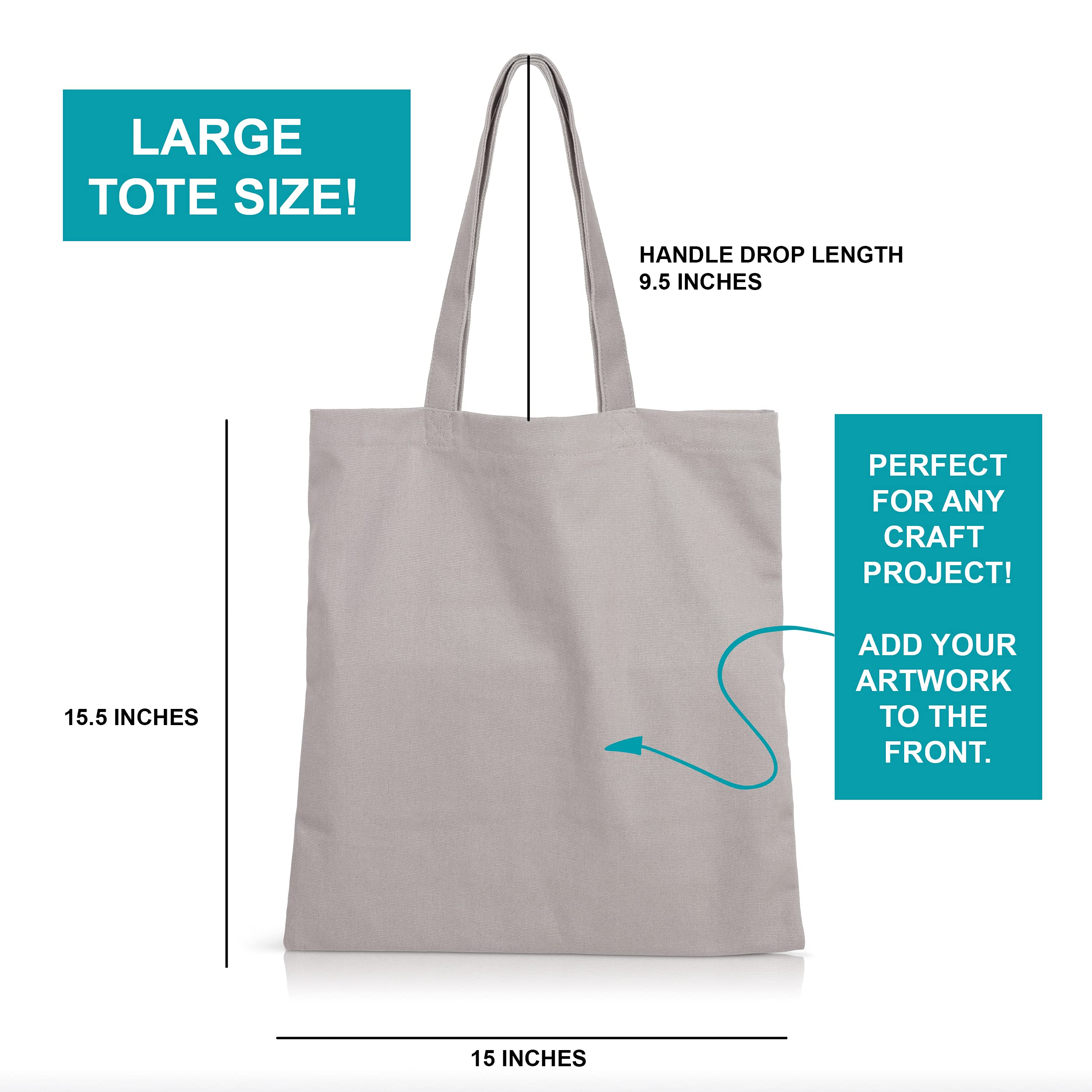 Eco-Friendly Cotton Canvas Tote Bags - Reusable Grocery Shopping Bags & DIY Gift Bags for Women | Perfect for Groceries, Beach Trips, Work & Daily Errands