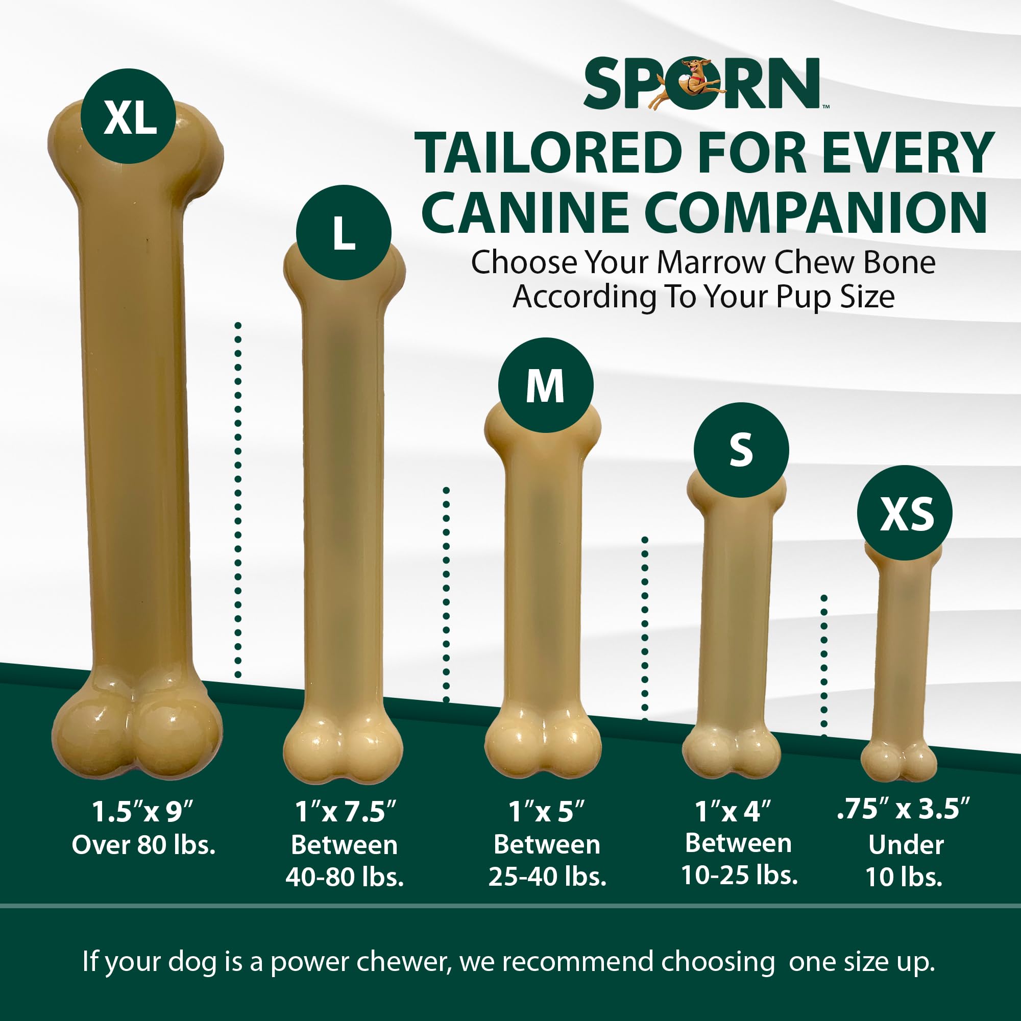 Sporn Marrow Dog Chew Bones for Aggressive Chewers - Peanut Butter Flavor, Gluten-Free & Non-Toxic Extra Large Dog Chew Toys - Perfect for XL Dogs, Long-Lasting Dental Health & Stress Relief - Great for Crate Training, Teething Puppies & Boredom Busters