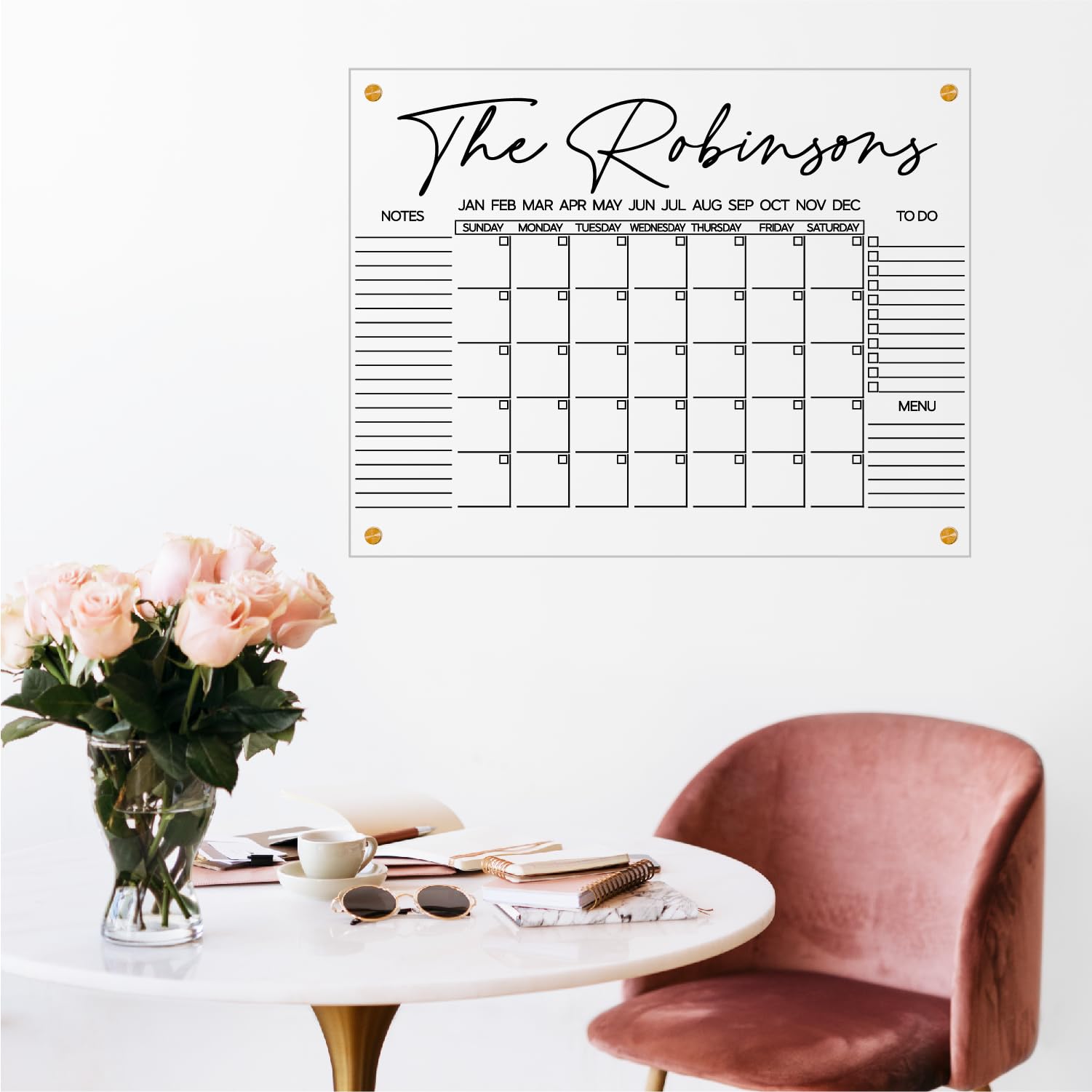 2025 Wall Calendar - 12 Month Personalized & Custom Family Calendar - Acrylic Wall Mounted Planner for Home Office - Perfect for Home Decor, Gift Giving & Yearly Planning