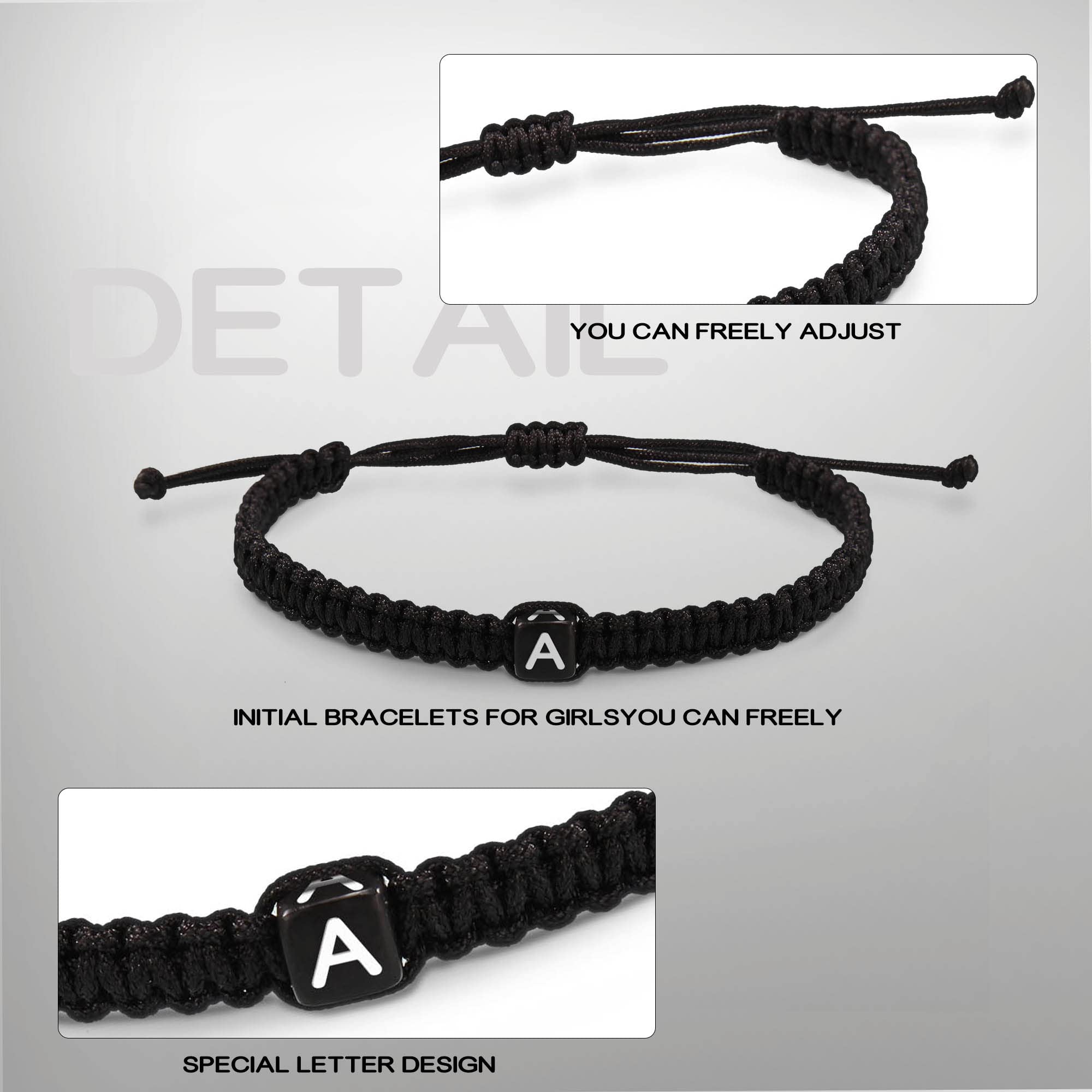 Personalized Initial Bracelets for Women - Adjustable Woven Rope Braided Charm Jewelry with 26 Capital Letters A-Z | Perfect Mother's Day Gift, Birthday Present for Mom, Wife, Girlfriend, Teen Girls | Graduation Gift Idea for Her | Everyday Wear, Special Occasions & Meaningful Moments