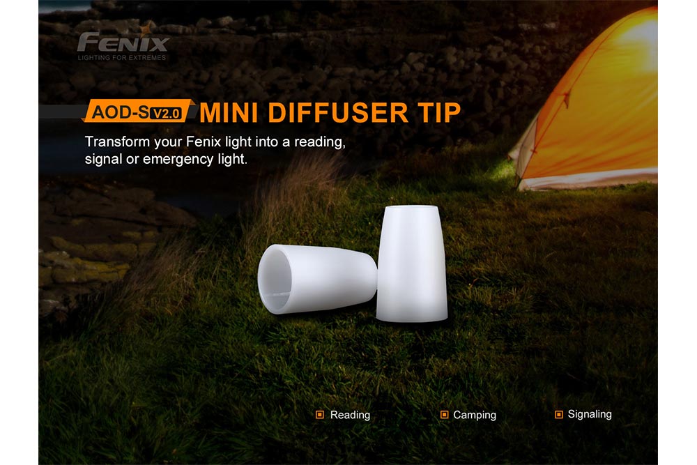 Fenix AOD S V2.0 Diffuser Tip - Premium Flashlight Diffuser for Outdoor Adventures, Camping & Emergency Use