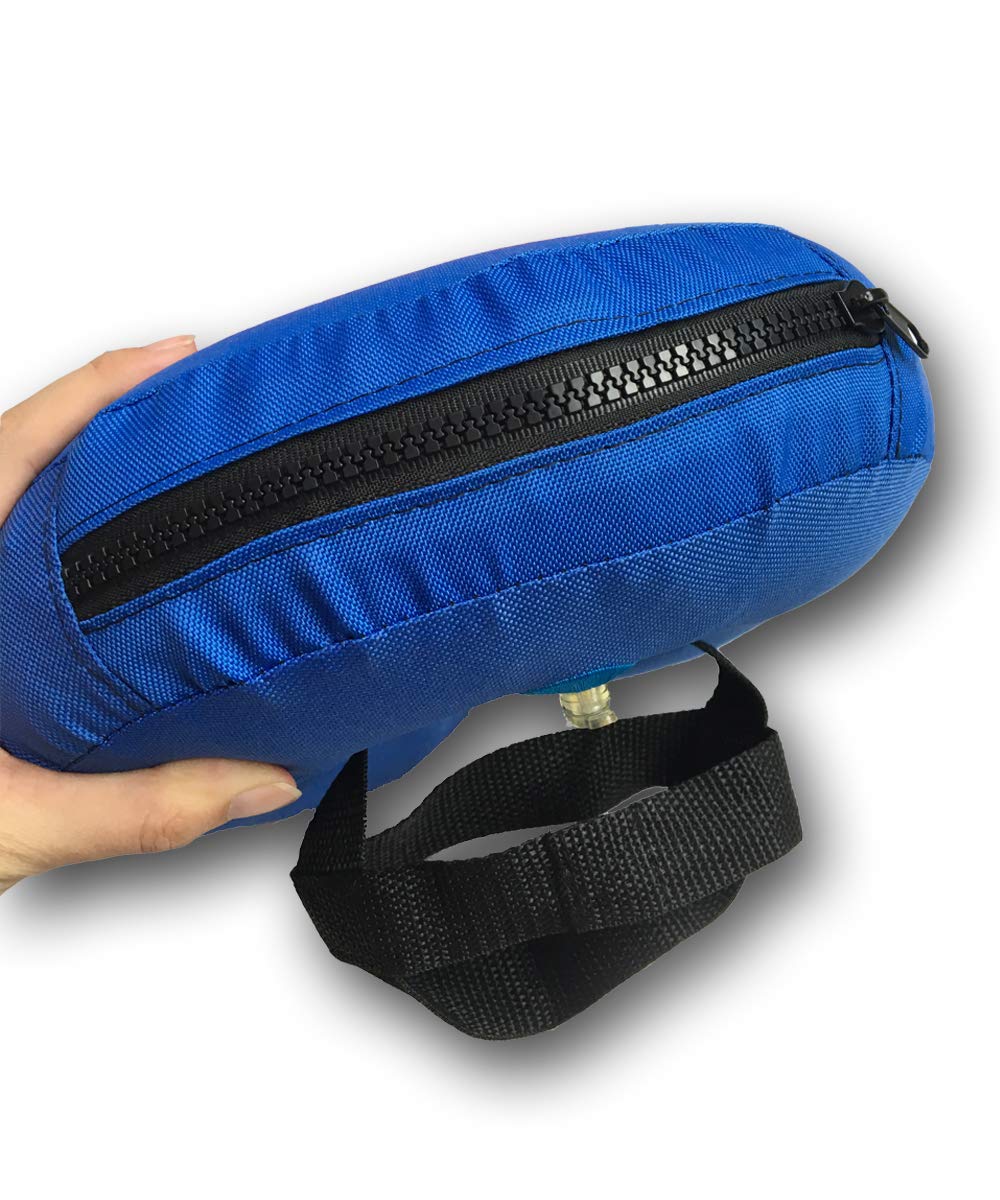 Inflatable Floating Drink Holder for Pool - Large Blue Drink Floaties for Adults to Hold Beer Can, Cup or Wine Bottle - Perfect for Hot Tub, Swimming Pool, Lake, Boat, Beach Parties & Summer BBQs