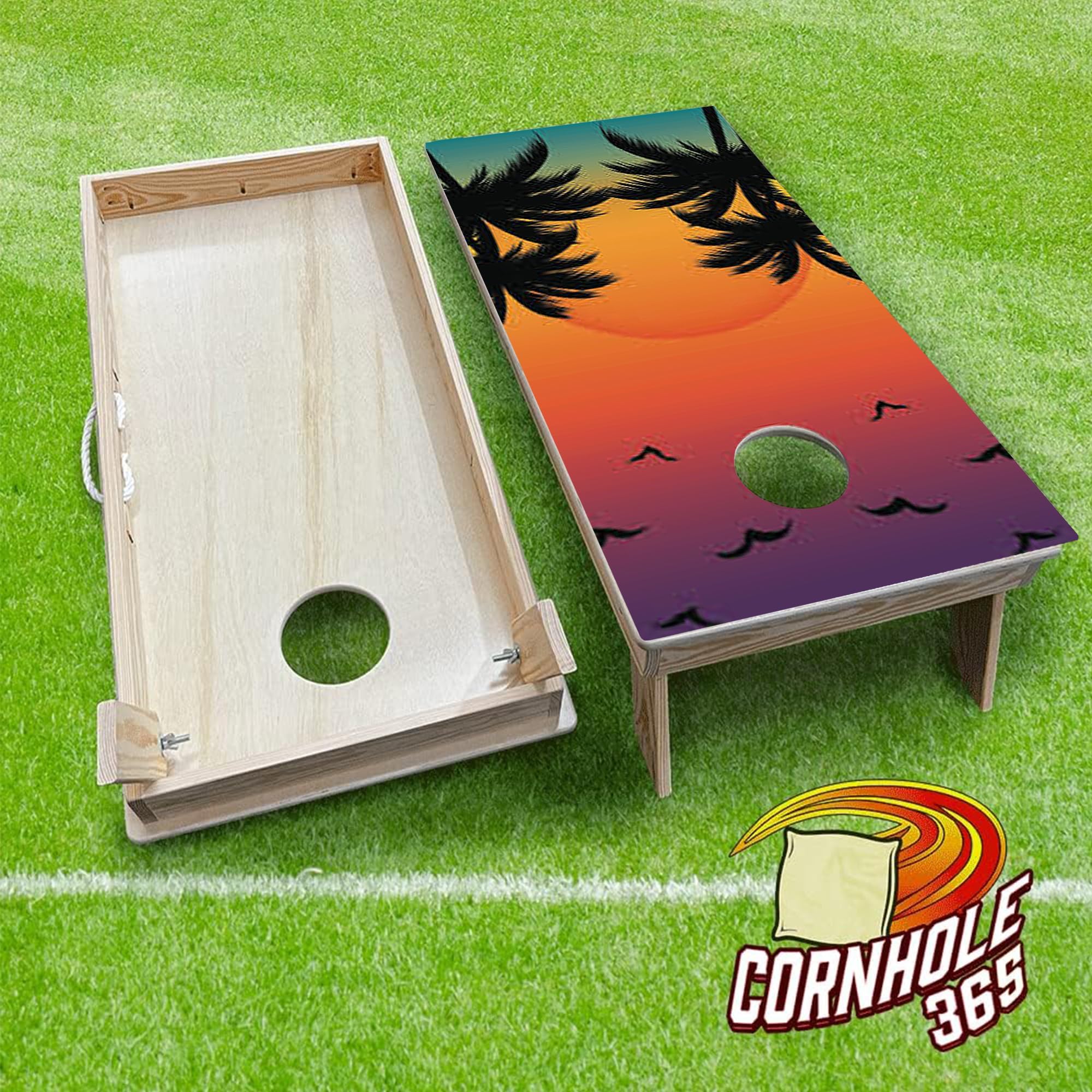 Cornhole365 Professional Regulation Size Cornhole Board Set - Heavy Duty Solid Wood with UV Direct Print (Set of 2) | Perfect for Backyard Parties, Tailgating, Outdoor Games & Tournaments