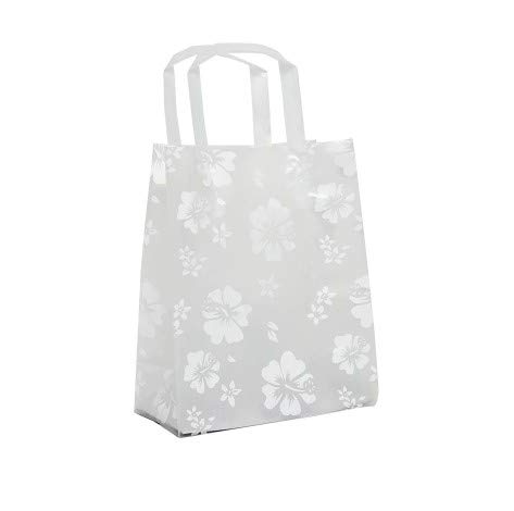 Premium White Hibiscus Printed Merchandise Bags - 16