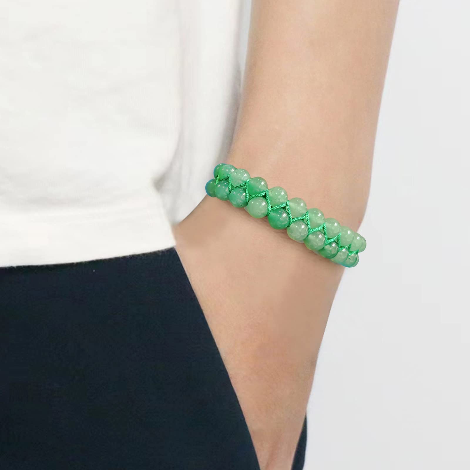 Handmade Green Jade Bracelet for Women & Men - Healing Crystal Jewelry for Luck, Prosperity & Happiness | Natural Jade Stone Bracelet for Meditation, Yoga & Spiritual Healing