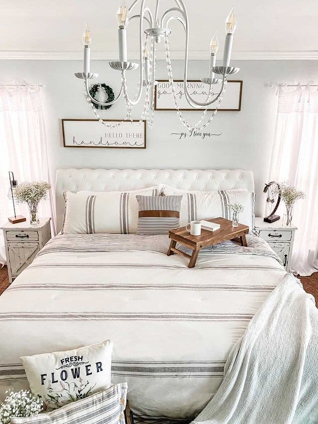 Farmhouse Stripe Reversible Comforter Set - Queen Size, Soft Breathable Cotton Bedding - Perfect for Cozy Bedroom Decor & Guest Room Styling