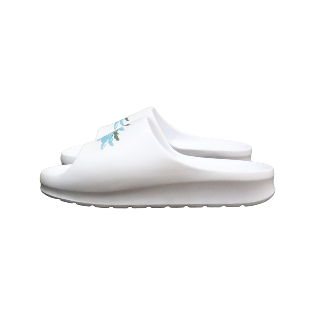Lacoste Men's Serve Slide 2.0 White & Dark Sandals - Comfortable Casual Slides for Pool, Beach, and Everyday Wear
