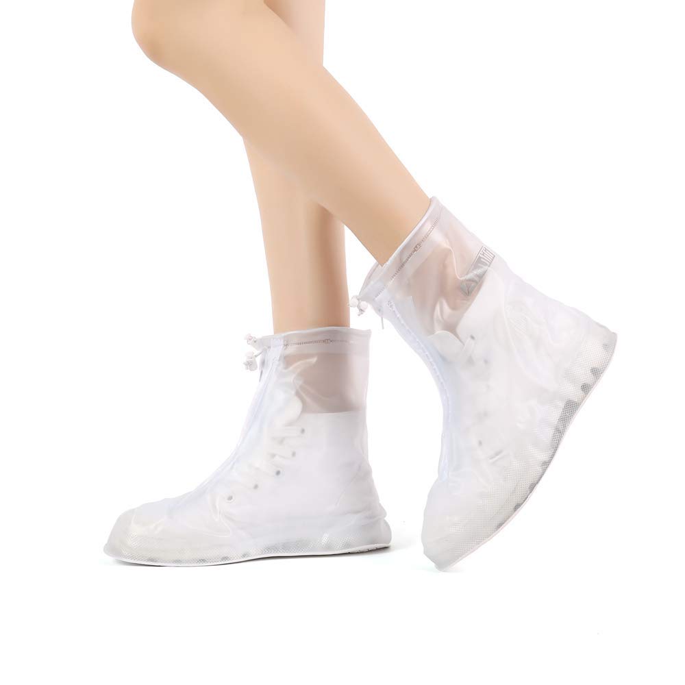 Waterproof Reusable Non-Slip Shoe Covers for Snow & Rain - Durable Shoe Protector Guards, Water Resistant Overshoes (Medium, White) - Perfect for Winter Hiking, Commuting & Outdoor Activities