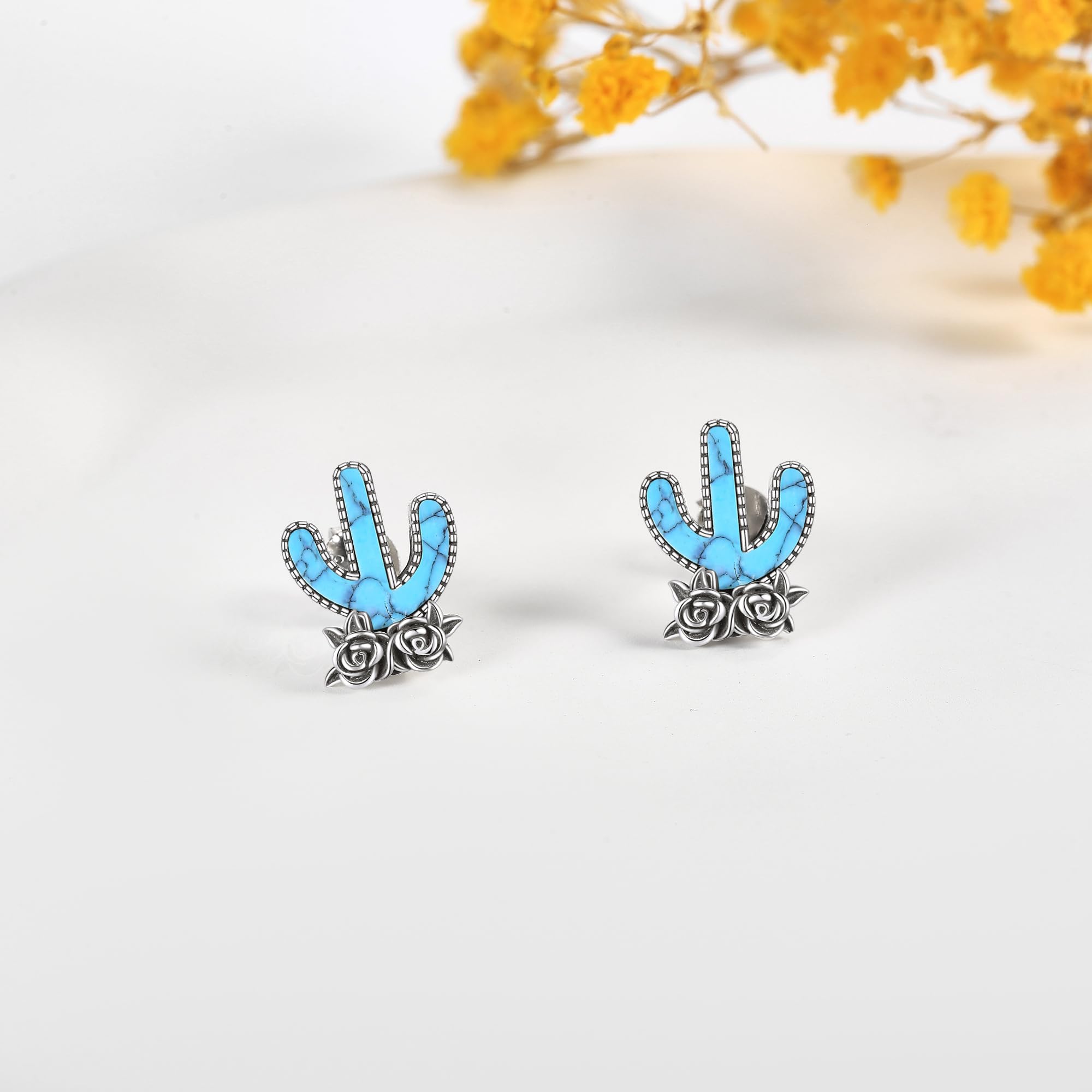 VENACOLY 925 Sterling Silver Cowboy Boot Earrings for Women - Turquoise Western Jewelry with Cowboy Hat, Cactus & Cow Skull Designs | Perfect for Country Concerts, Rodeo Events & Western Fashion Outfits