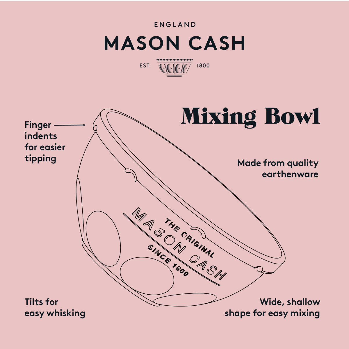 MASON CASH Tilt Mixing Bowl 29cm - Premium Ceramic Mixing Bowl for Baking, Cooking & Food Prep - Perfect for Dough Kneading, Cake Mixing & Kitchen Decor