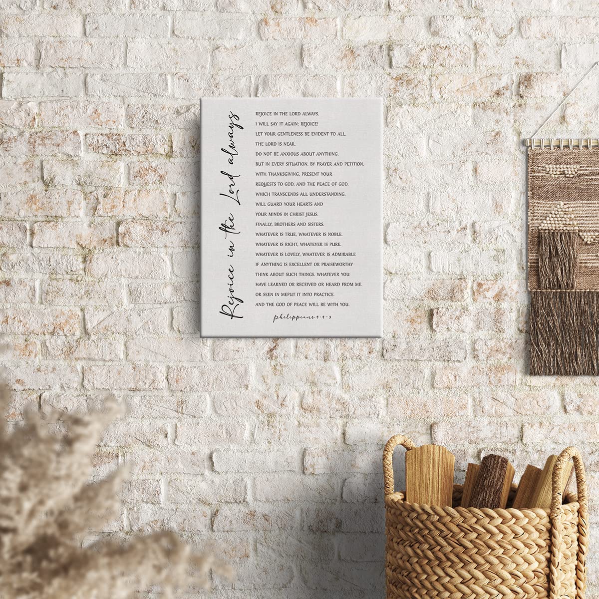 Rejoice in the Lord Always Philippians 4:4-9 Bible Verse Canvas Print - 12x15 Inch Framed Christian Wall Art for Home, Office & Church Decor - Perfect for Prayer Rooms, Sunday School & Gift Giving