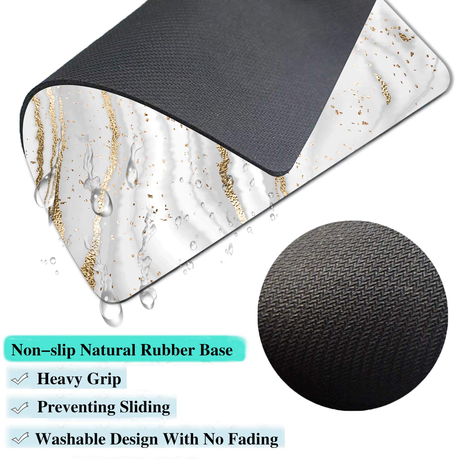 IMAYONDIA White Gold Marble Mouse Pad - Non-Slip Rubber Base, Portable Office & Gaming Mousepad for Laptop & PC - Modern Abstract Design for Work, Home & Travel Use
