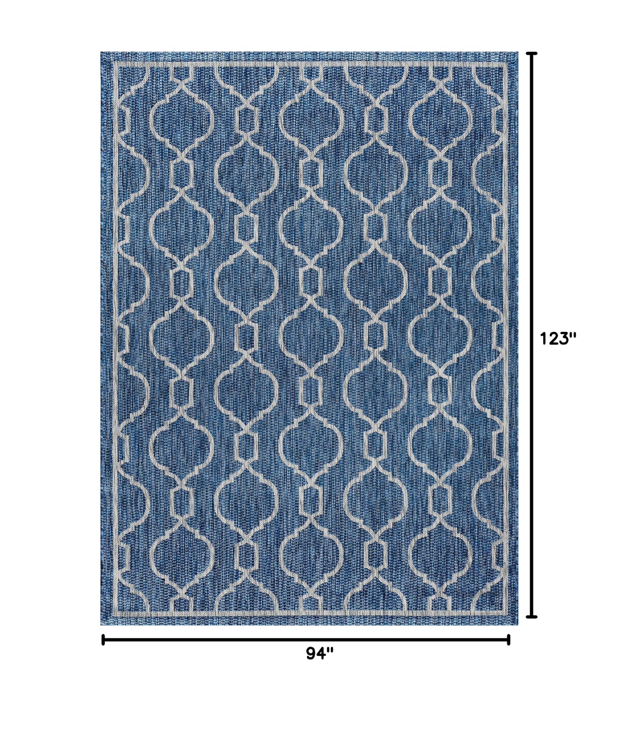Indigo Jute Large Water Resistant Rug 8x10 - Indoor/Outdoor Entryway, Patio, Deck, Garden & Porch Mat - Waterproof Carpet for Hallway, Living Room & Bedroom - Perfect for High Traffic Areas & Outdoor Spaces