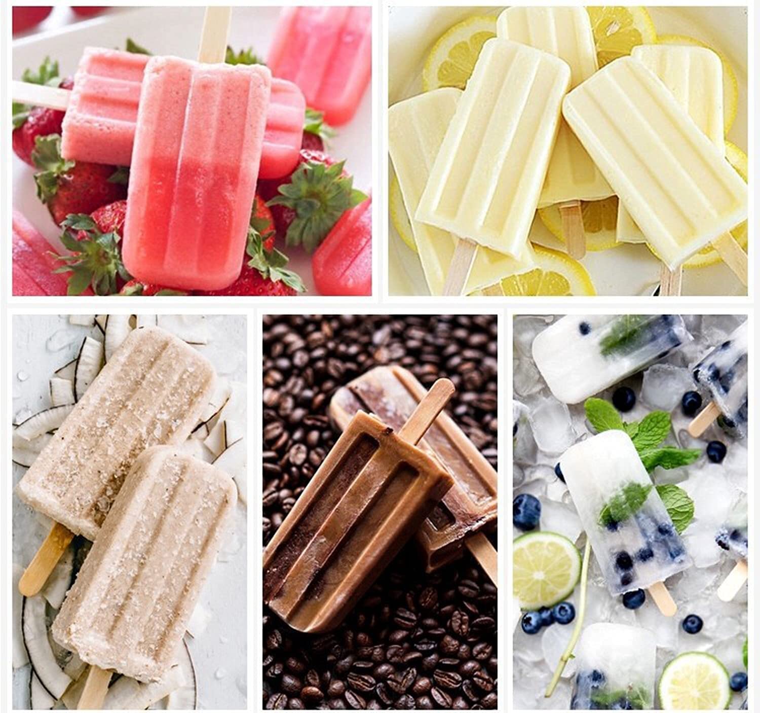 Premium Silicone Ice Molds Set - 10 Popsicle Shapes with 62 Wooden Sticks, BPA-Free Food Grade for Ice Cream, Yogurt & DIY Frozen Treats - Perfect for Summer Parties, Kids Snacks & Healthy Desserts