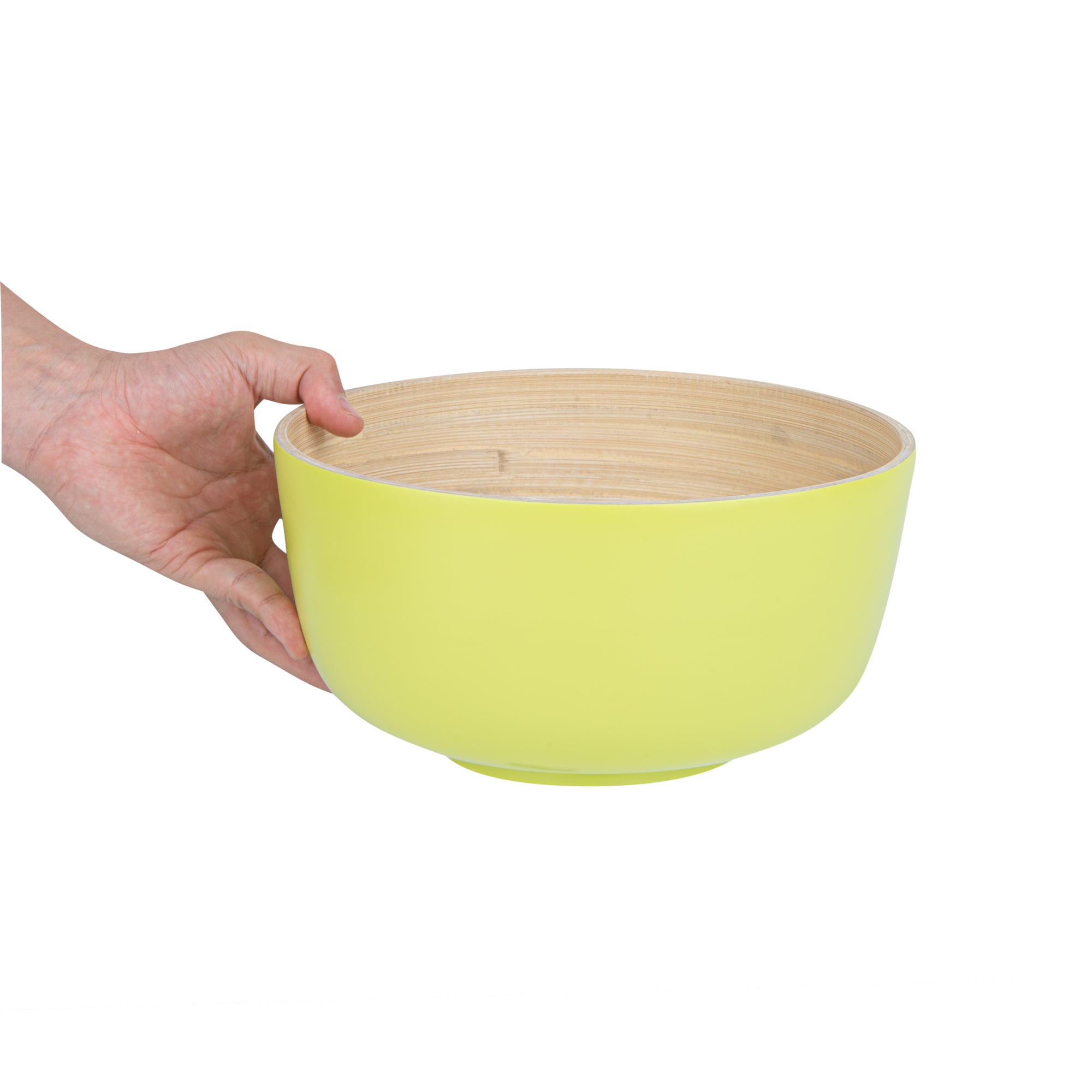 Bambuddha 25 oz Round Green Spun Bamboo Salad Bowl - 9.5
