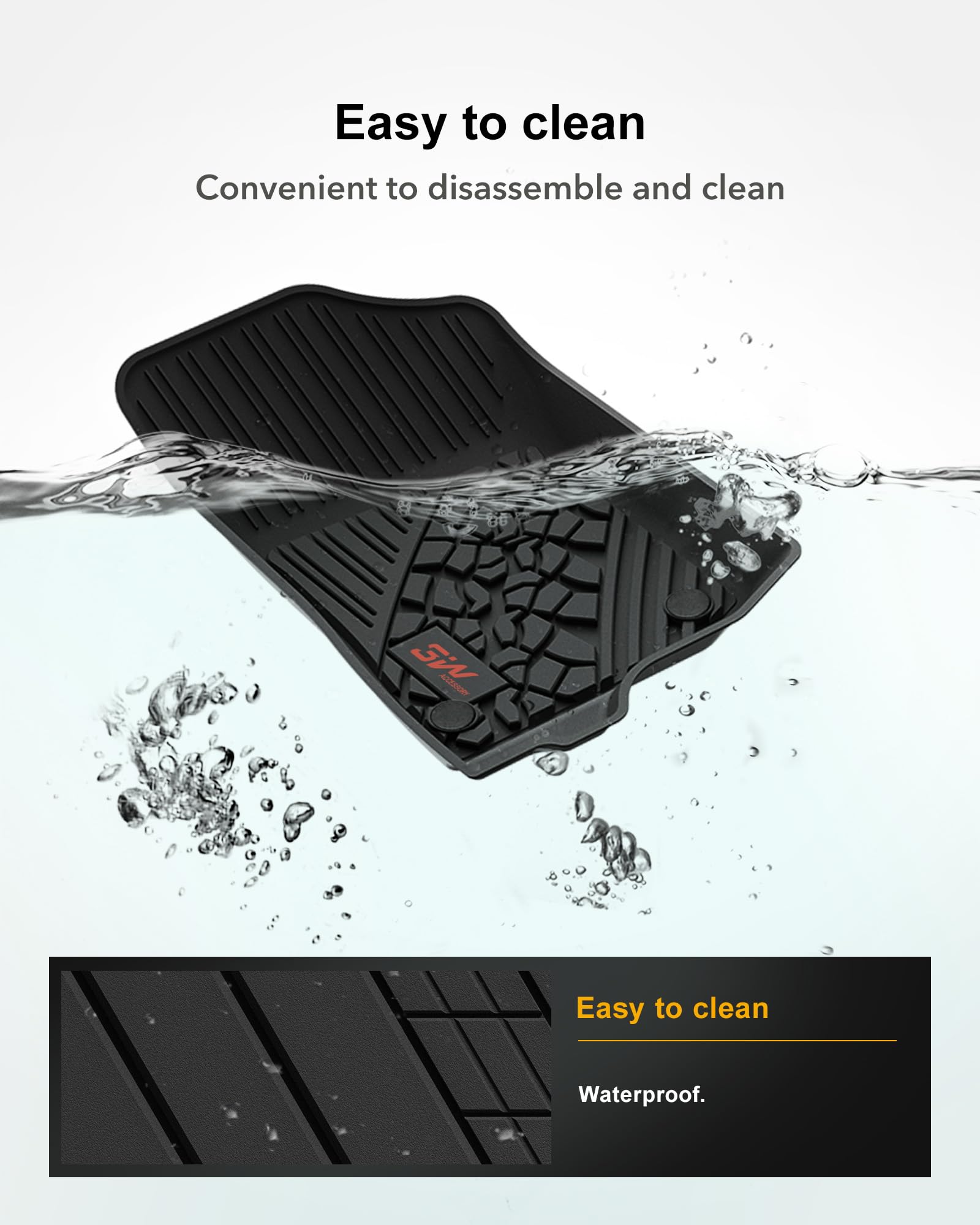 3W All-Weather TPE Floor Mats for Jeep Wrangler 4XE 2021-2025 Hybrid 4 Door (Non JL/JK) - Black Car Floor Liners with Red Logo, Full Set for 1st & 2nd Row | Perfect for Off-Roading, Camping & Daily Driving