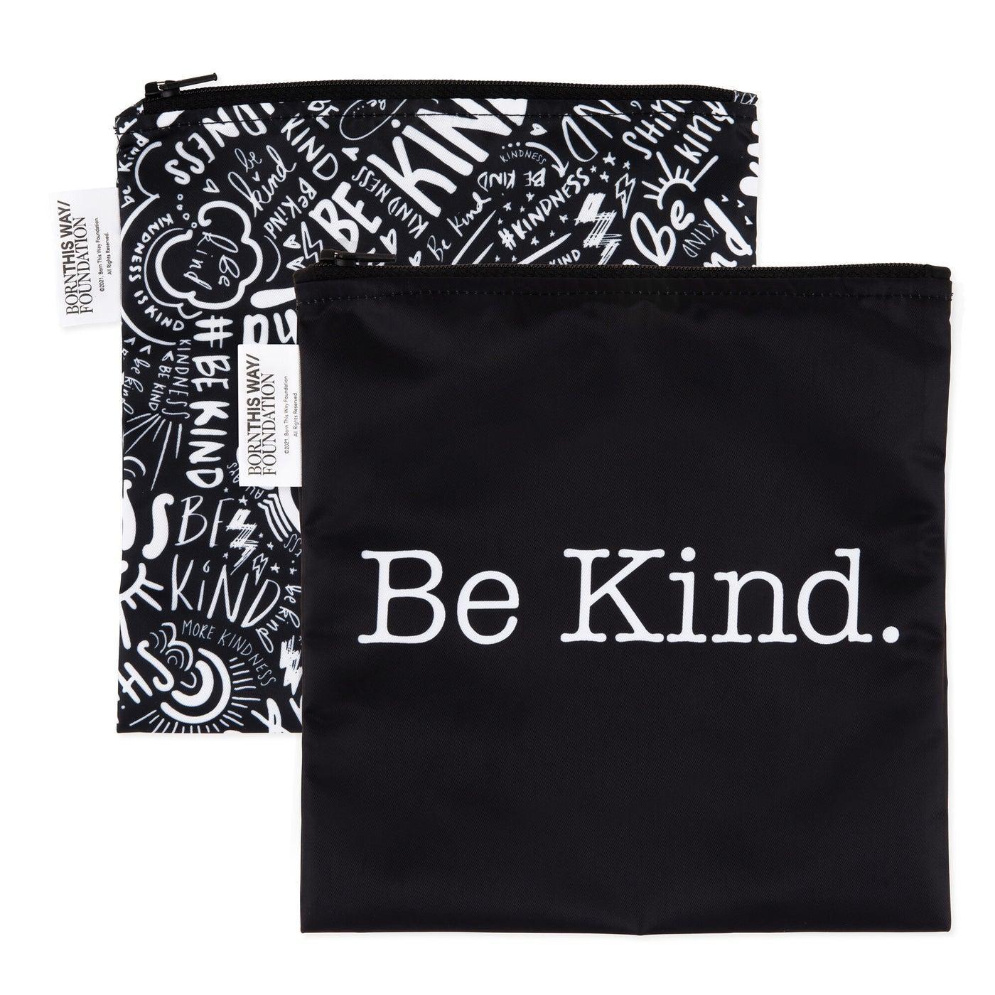 Bumkins BK1423 Reusable Snack Bags Large 2-Pack - Eco-Friendly Food Storage for Kids Lunch, Picnics & Travel - Be Kind Collection