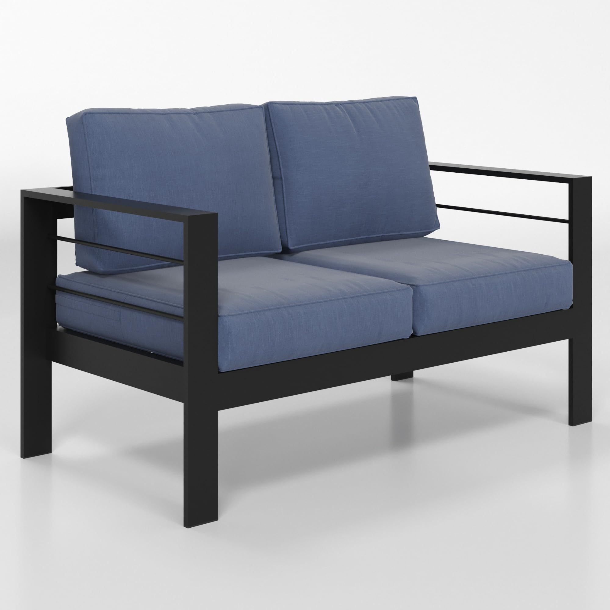 Solaste Aluminum Loveseat Patio Furniture Set - Weather-Resistant Outdoor Sofa in Blue - Perfect for Garden, Poolside & Backyard Relaxation