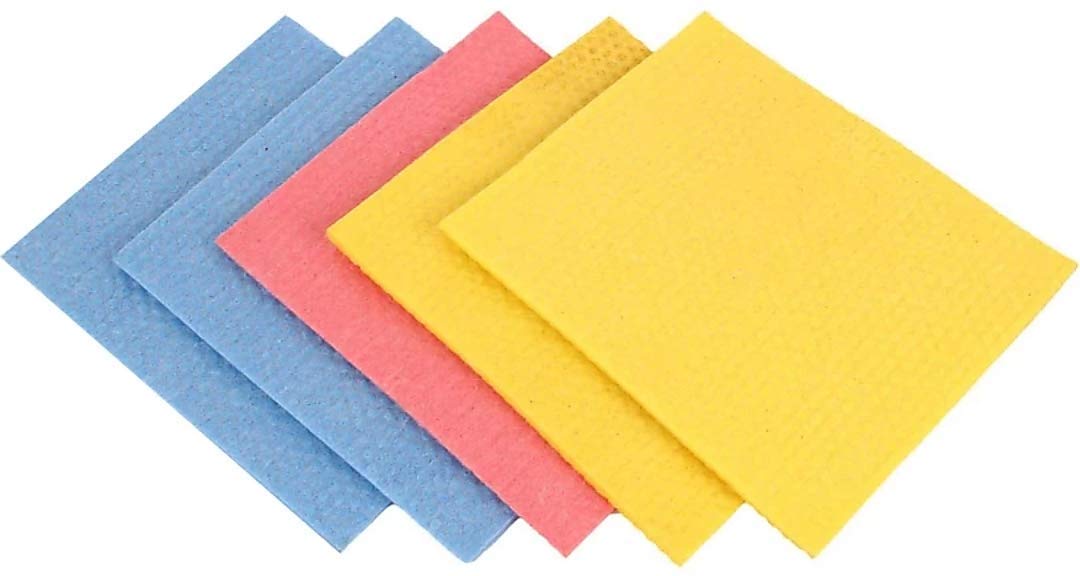 Eco-Friendly Reusable Sponge Wipes - Super Absorbent Biodegradable Cellulose Kitchen Cleaning Cloths - Washable & Durable for Dishes, Countertops, Stoves (5-Pack, Multicolor) - Perfect for Eco-Conscious Homes & Sustainable Cleaning