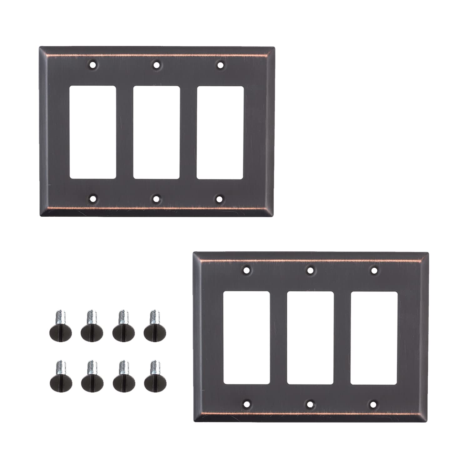 Oil Rubbed Bronze Outlet Covers and Switch Plates - Decorative Wall Plate Light Switch Cover (3 Gang Decorator, 2 Pack) - Variety of Styles for Home & Office Decor