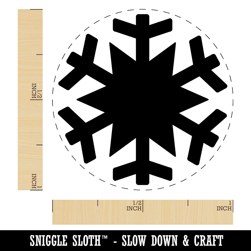 Snowflake Winter Self-Inking Rubber Stamp - 1 Inch Medium Red Ink Stamper for DIY Crafts, Scrapbooking & Planner Decoration - Perfect for Holiday Cards, Gift Wrapping & Winter Projects