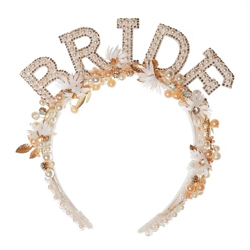 Elegant Pearl & Flower Bridal Headband for Wedding Bride – Vintage Wedding Hair Accessories for Bridesmaids, Bachelorette Party & Bridal Shower Gifts | Perfect for Engagement Parties & Romantic Ceremonies