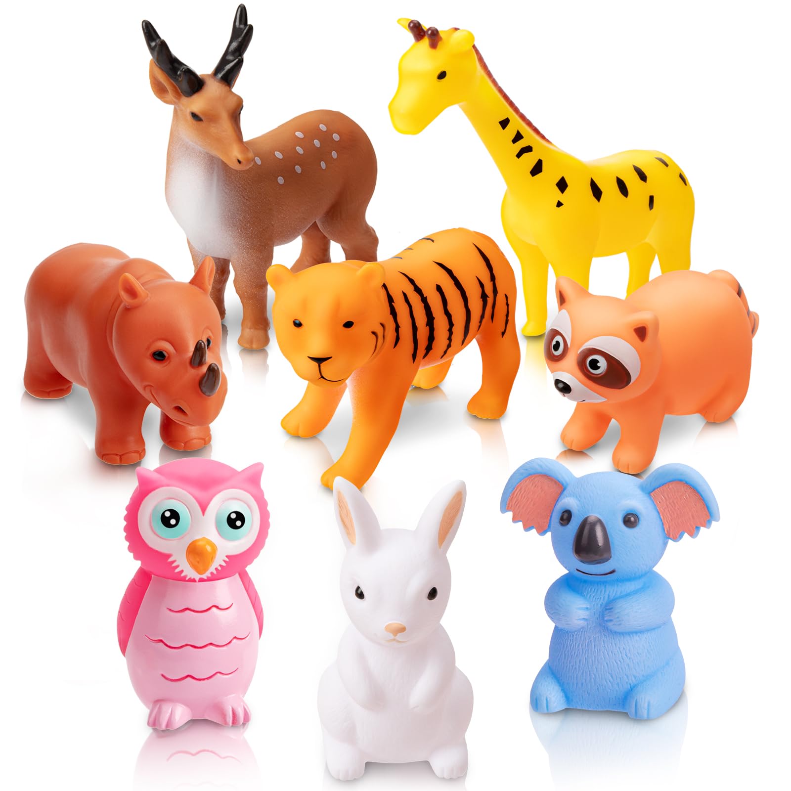 **Non-Toxic Bath Toys for Babies 6-18 Months & Toddlers 1-3 Years - 8PC No-Hole Animal Bathtub Toys Set (Animal C) - Safe, Fun & Educational Bath Time Play for Infants**