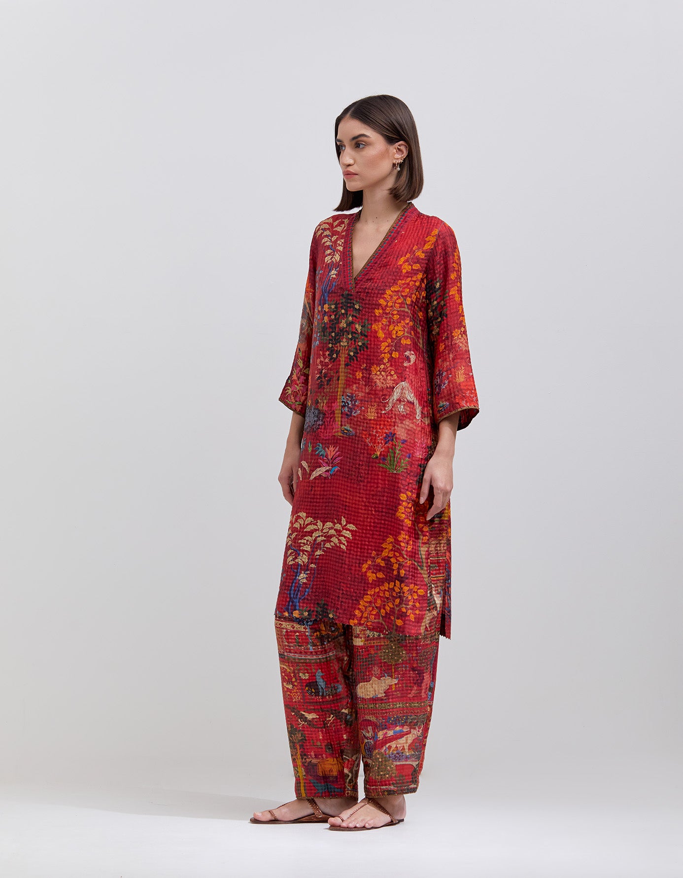 Aisha Salwar Silk Check Crimson - Elegant Indian Traditional Dress for Women | Perfect for Weddings, Festivals & Special Occasions