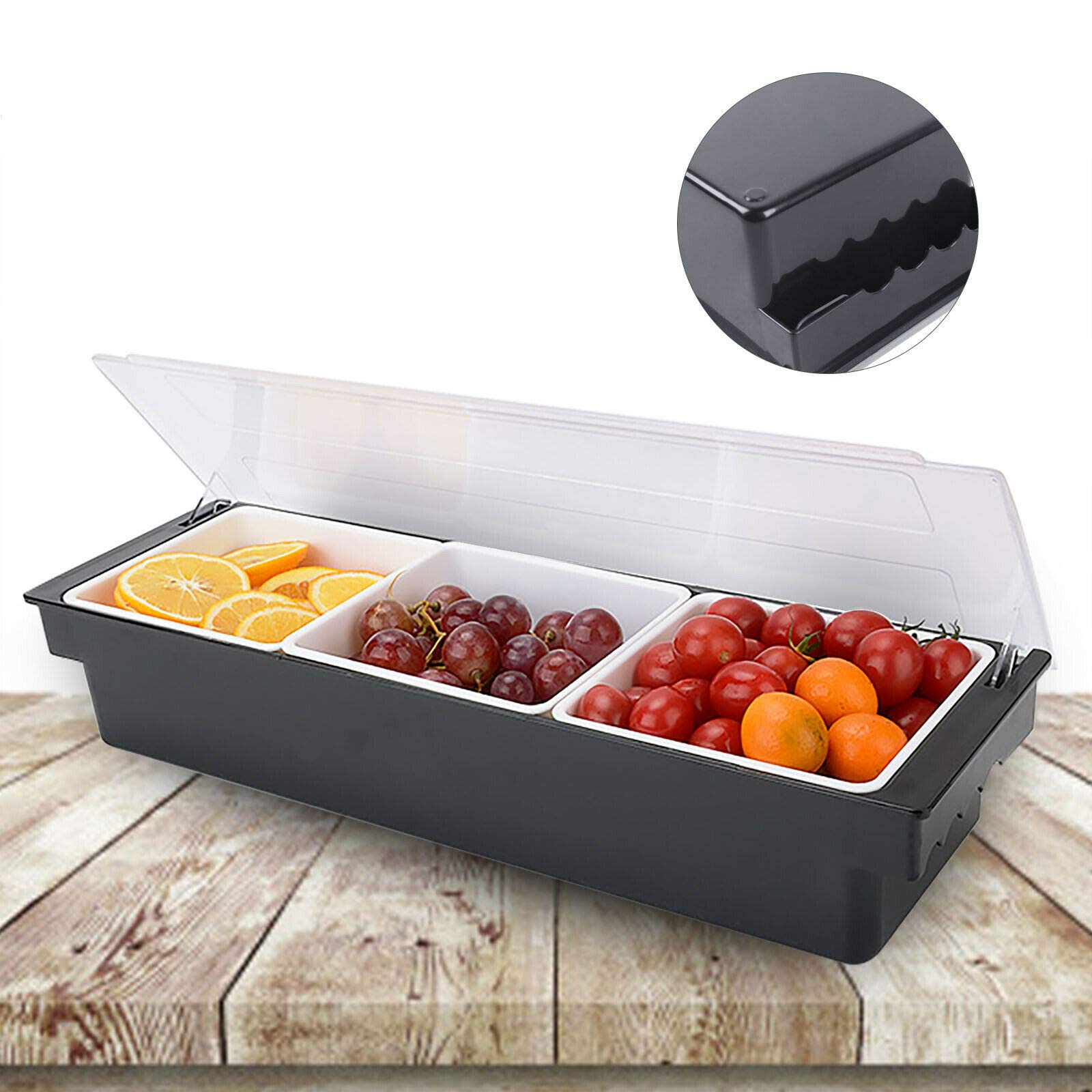 LOYALHEARTDY 2-Pack Clear Food Storage Containers Set with 3 Detachable Small Containers & Lids - Refrigerator Organizer Bins for Fruits, Vegetables, Meal Prep - Reusable, Stackable with Ice Storage Layer - Perfect for Kitchen, Pantry & Fridge Organization