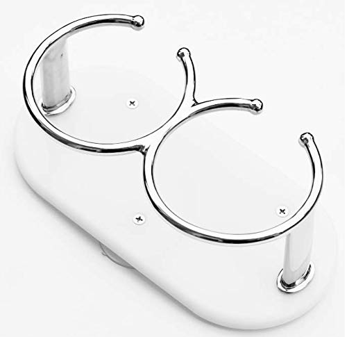 Stainless Steel Double Ring Drink Holder with Suction Cup Mount - Marine Boat Cup Holder for Fishing, Boating & Outdoor Activities