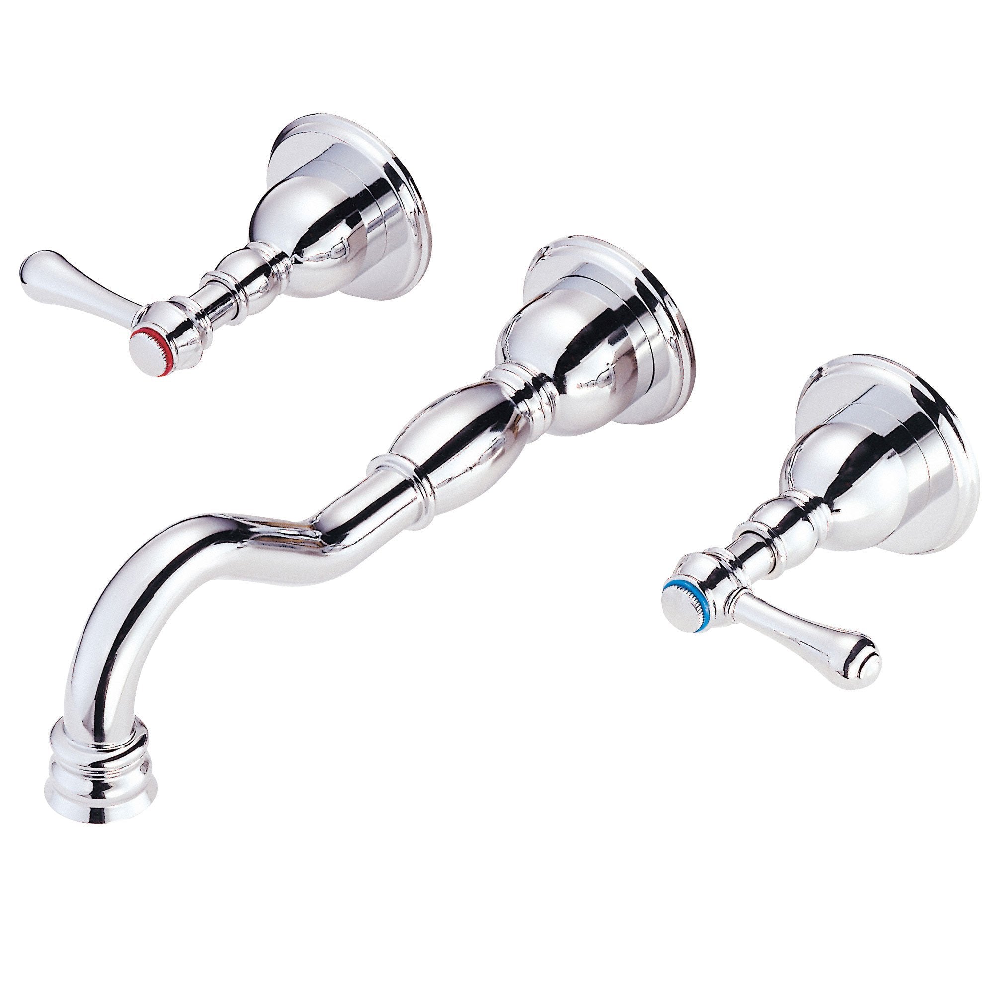 Danze Opulence Chrome Traditional Wall Mount Bathroom Faucet with Touch Drain - Includes Rough-In Valve | Perfect for Modern Bathroom Renovations & Luxury Home Upgrades