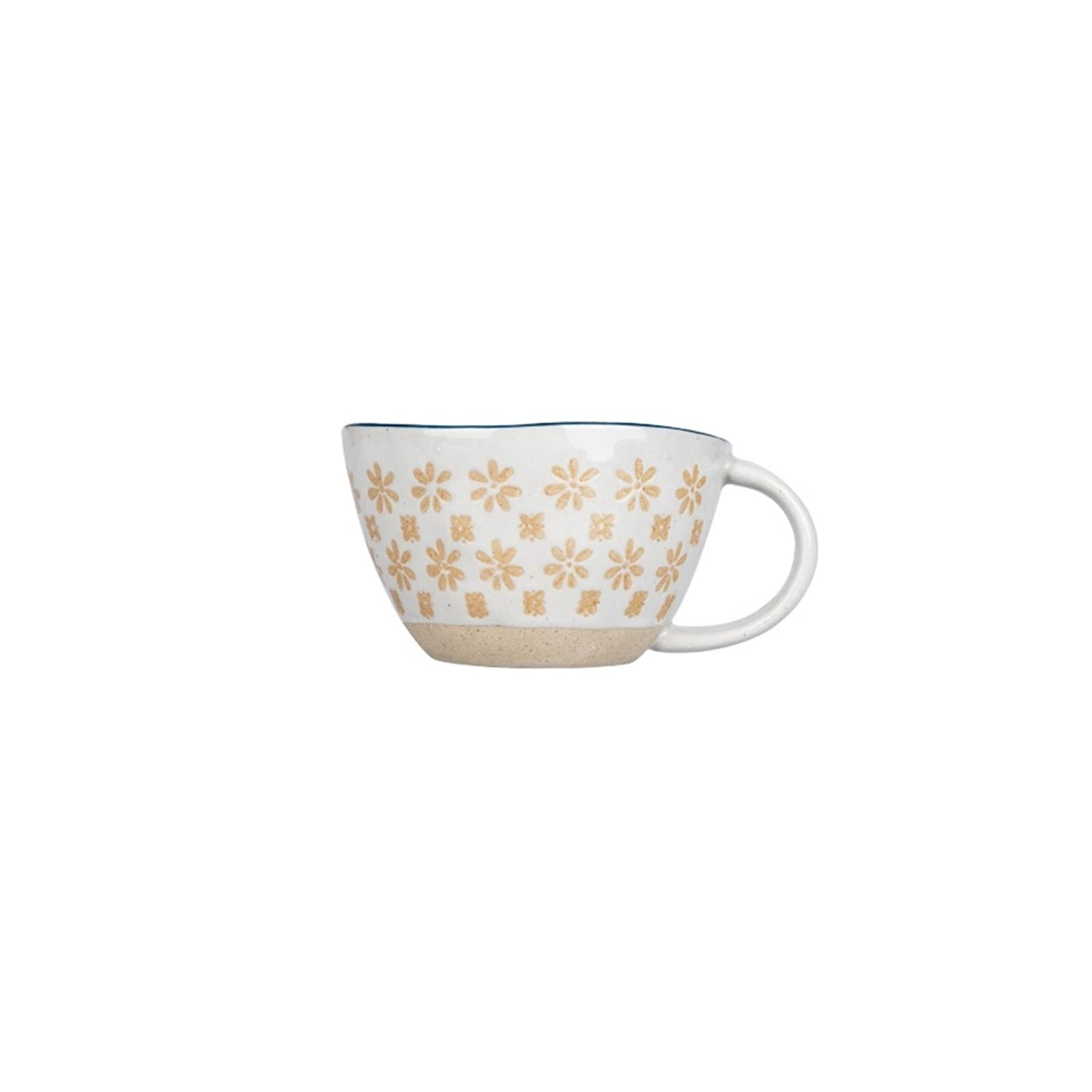 Vintage Ceramic Mug with Comfortable Handgrip - Heat Resistant Coffee Cup for Milk, Oatmeal & Hot Drinks - Perfect for Office, Home & Breakfast Use (Color: Blue)