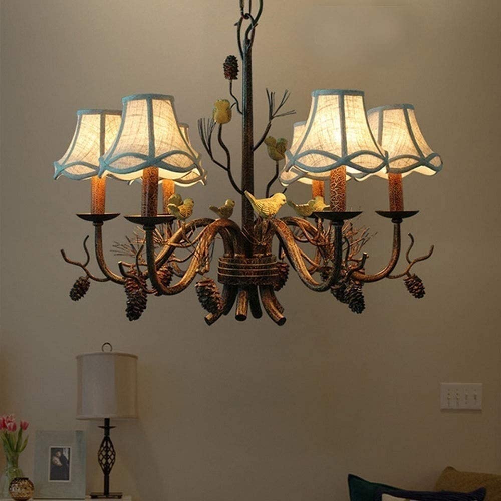 6-Light Rustic Chandelier for Bedroom, Kitchen & Dining