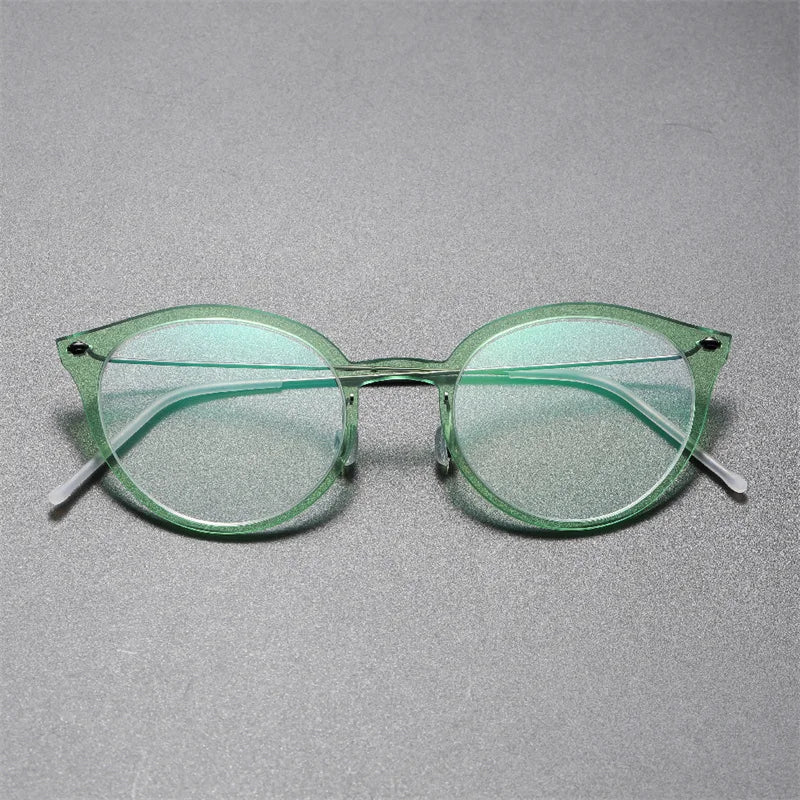 Aimee Women's Full Rim Cat Eye Acetate Titanium Eyeglasses 6548 - Stylish & Lightweight Reading Glasses for Work, Driving & Fashion Accessories