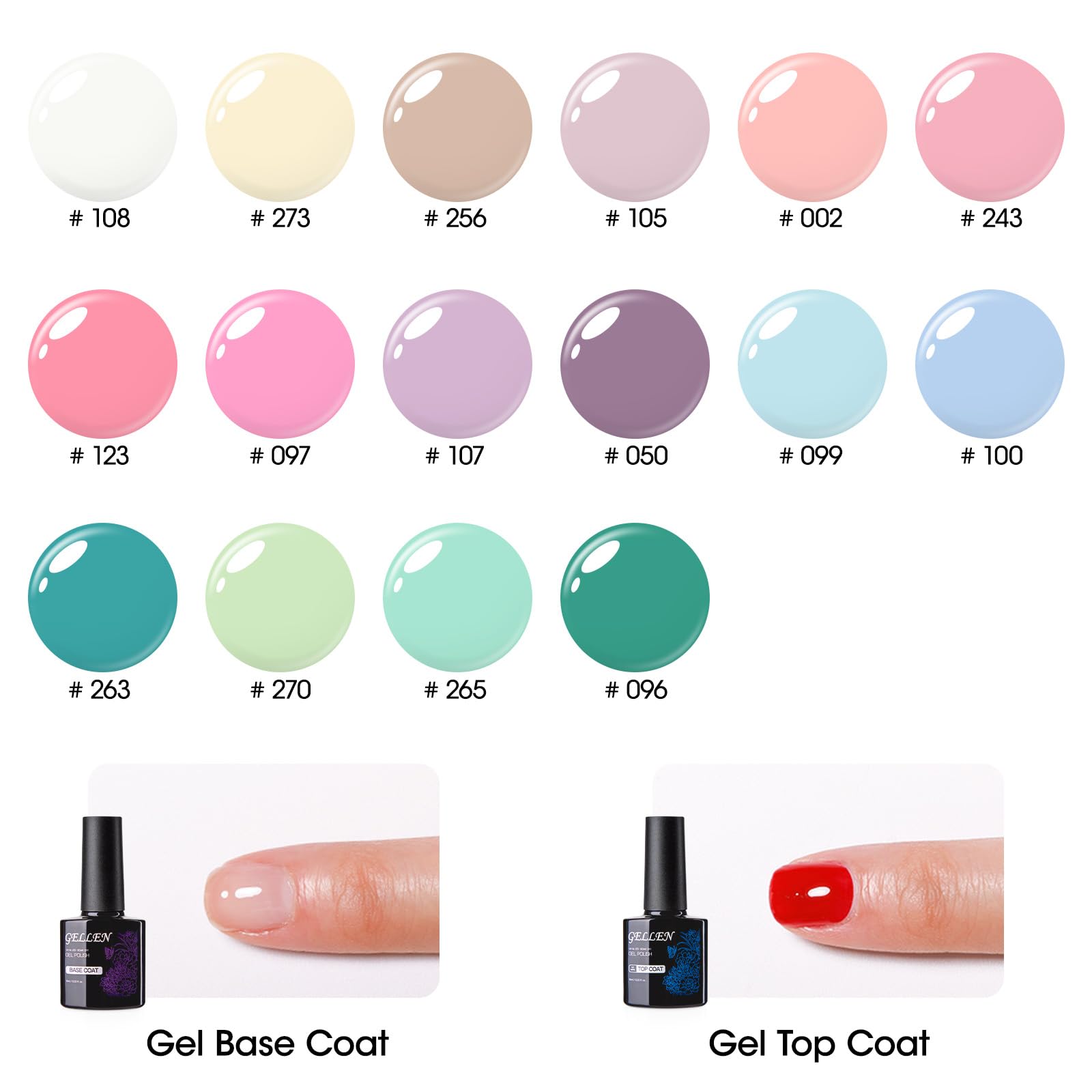 Gellen 16 Colors Gel Nail Polish Set - Pastel UV Gel Polish Kit with Base & Top Coat for Long-Lasting Manicure | Perfect for Home Nail Art, Salon Use & DIY Gel Nails