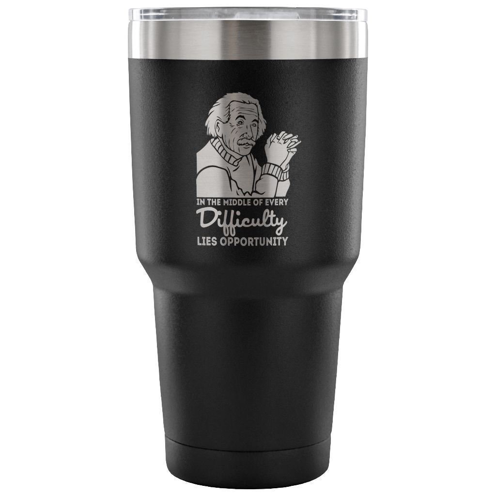 30oz Laser Etched Einstein Quote Stainless Steel Vacuum Tumbler - Black | Insulated Travel Mug for Coffee, Tea & Cold Drinks | Perfect for Office, Gym & Outdoor Activities