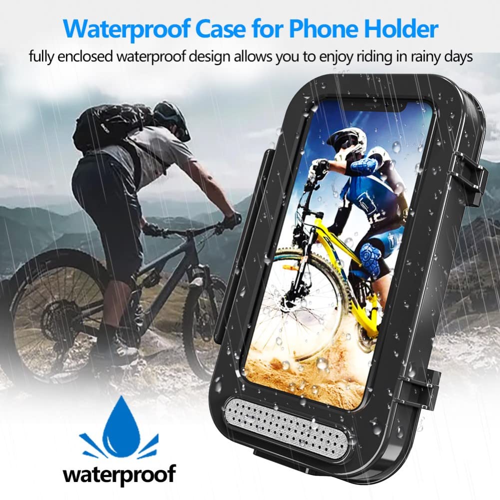 Waterproof Motorcycle Phone Mount - 360° Rotatable Smartphone Holder with Touch Screen for iPhone & Android - Perfect for Riding, Commuting & Outdoor Adventures (Black)