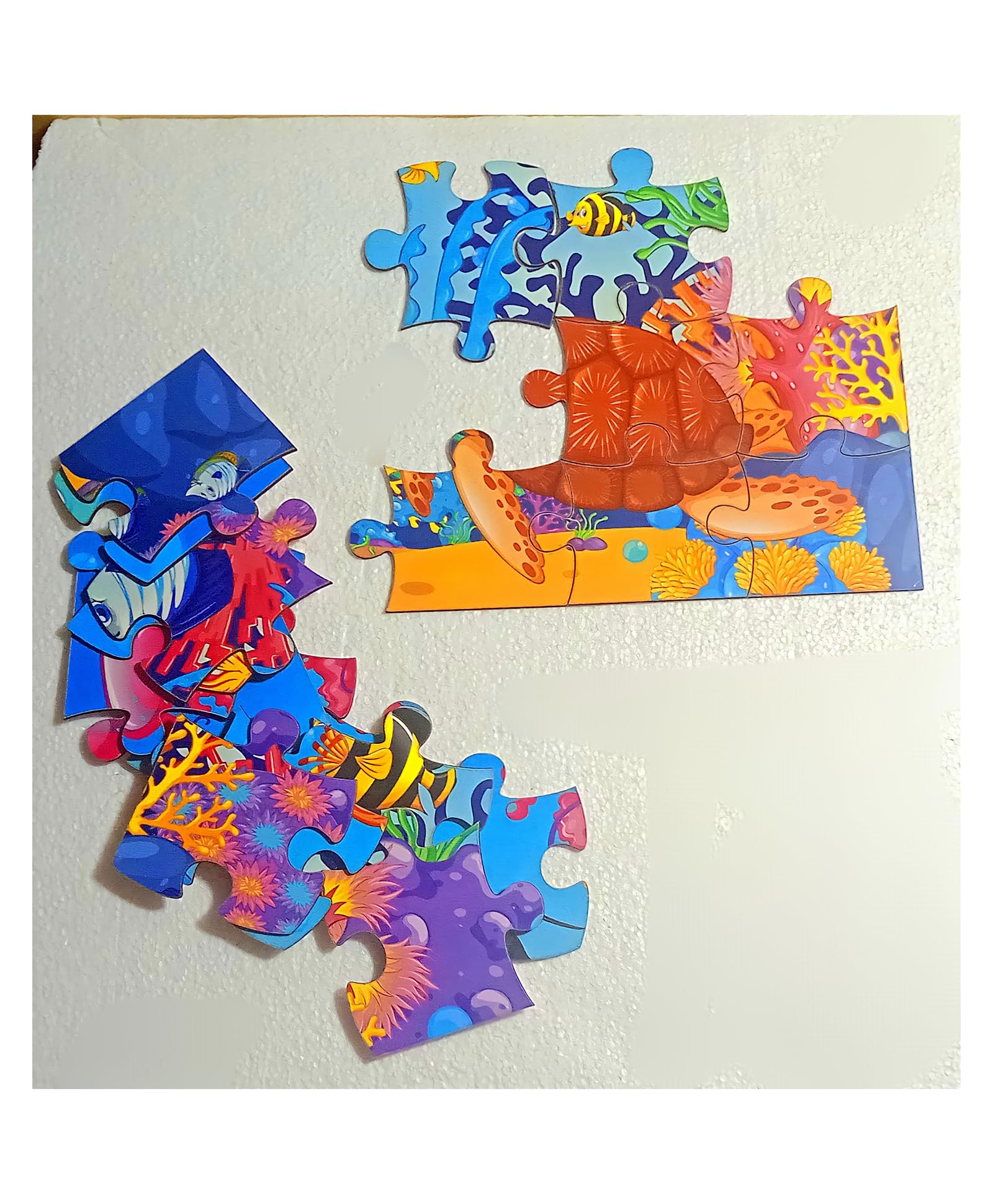 Fingo Wooden Jumbo Size Brain Jigsaw Puzzle - 30 Piece Aqua Animal Theme Educational Toy for Kids | Perfect for Family Game Night, Classroom Activities & Cognitive Development