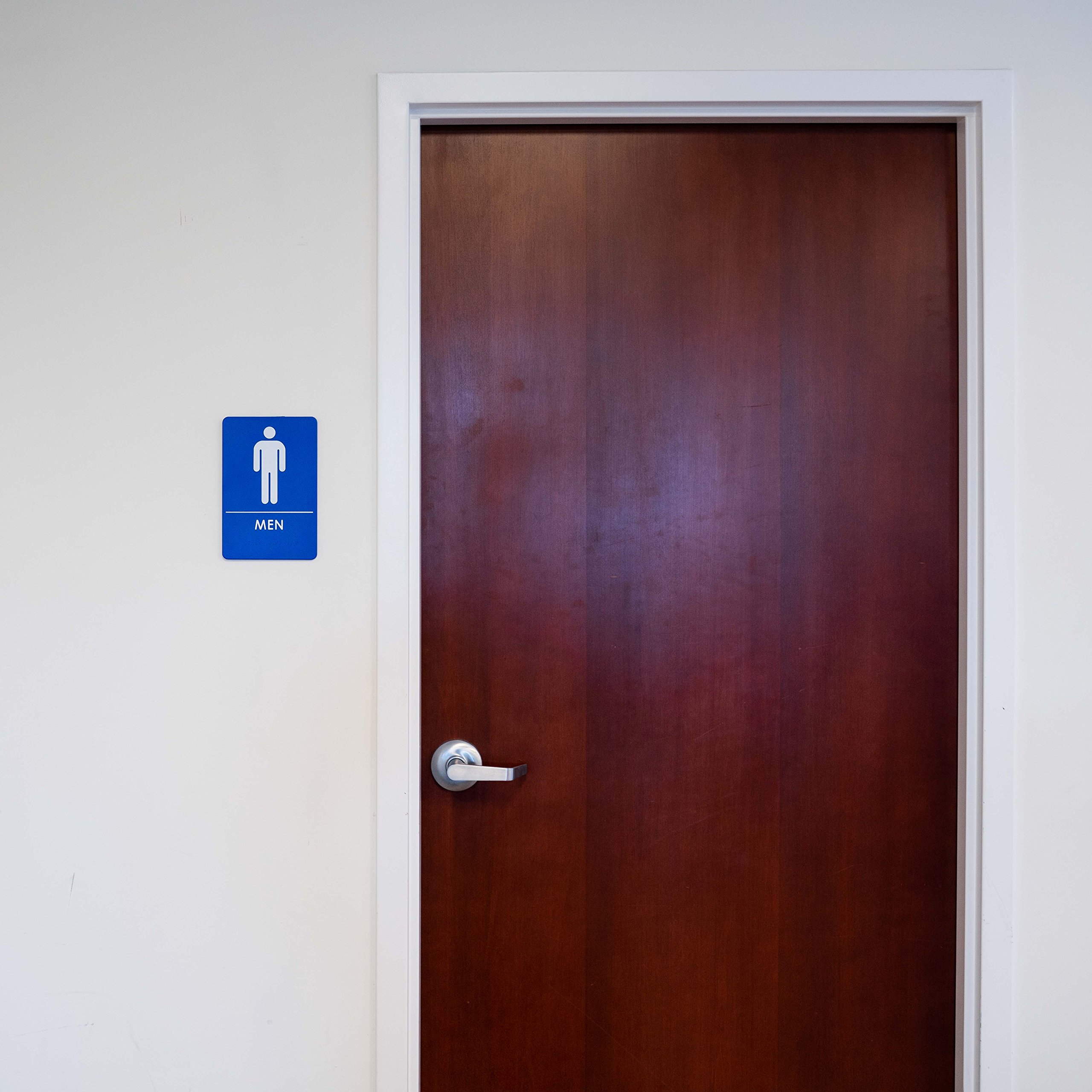 ADA Compliant Men's Restroom Sign - Blue & White with Adhesive Tape & Instructions (24 Pack) - Perfect for Offices, Restaurants & Public Facilities