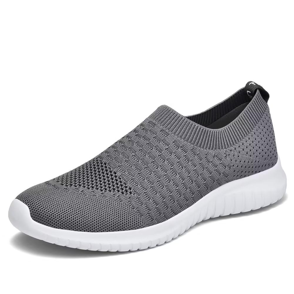 TIOSEBON Men's Slip On Walking Shoes - Breathable Knit Mesh Tennis Sneakers for Men | Comfortable Casual Shoes for Walking, Running & Everyday Wear