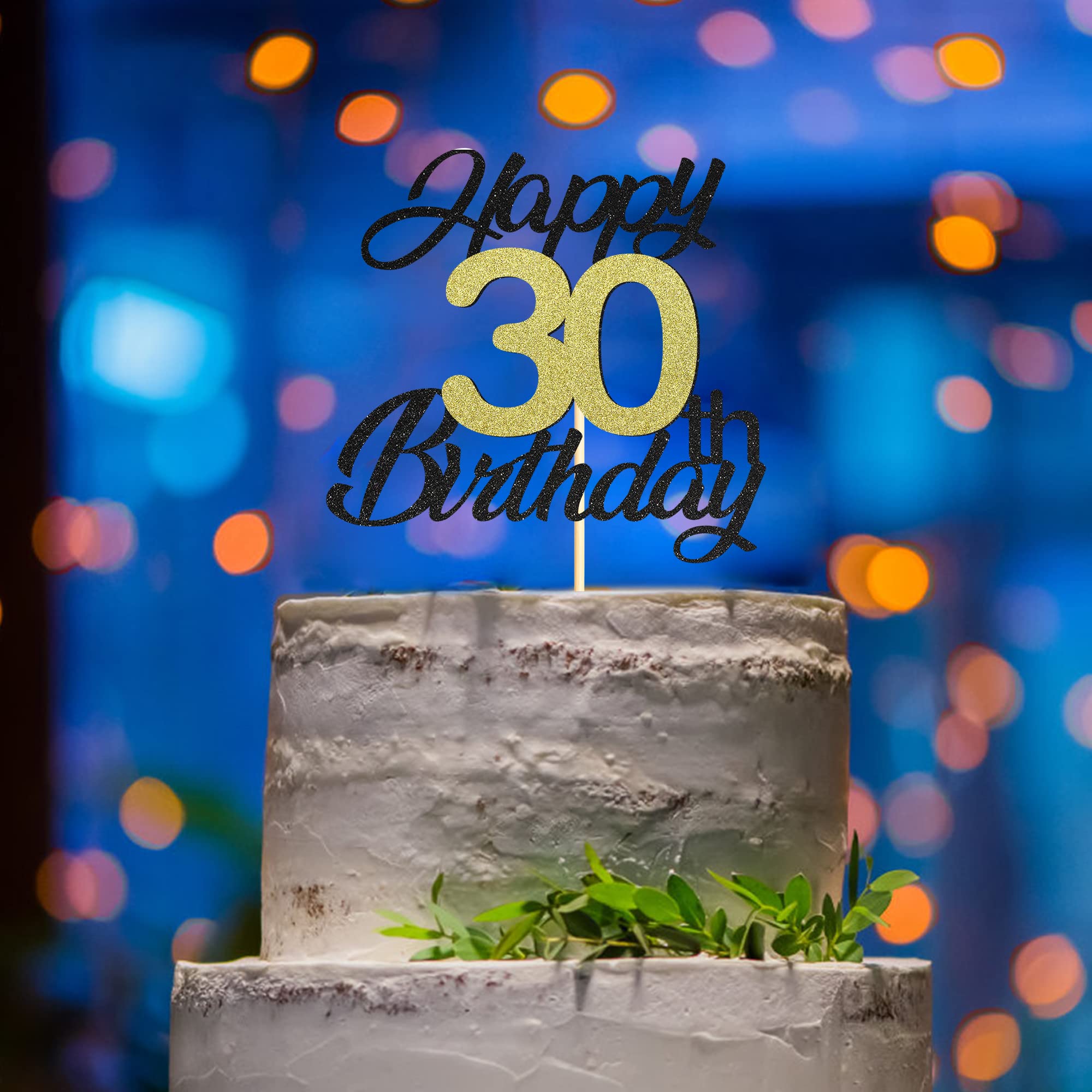 Elegant Black & Gold Glitter 30th Birthday Cake Topper - Premium 30 Cake Decorations for Birthday Parties | Perfect for Milestone Celebrations, Anniversaries & Special Occasions